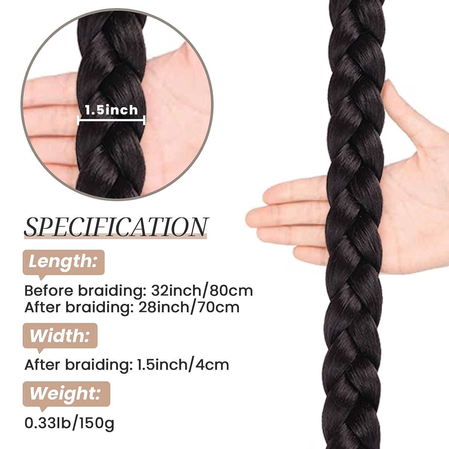 32inch Long Braided Ponytail Extension With Hair Tie Black Straight Wrap  Around Hair Braid Extensions For Women Synthetic High Temperature Fluffy  Natu