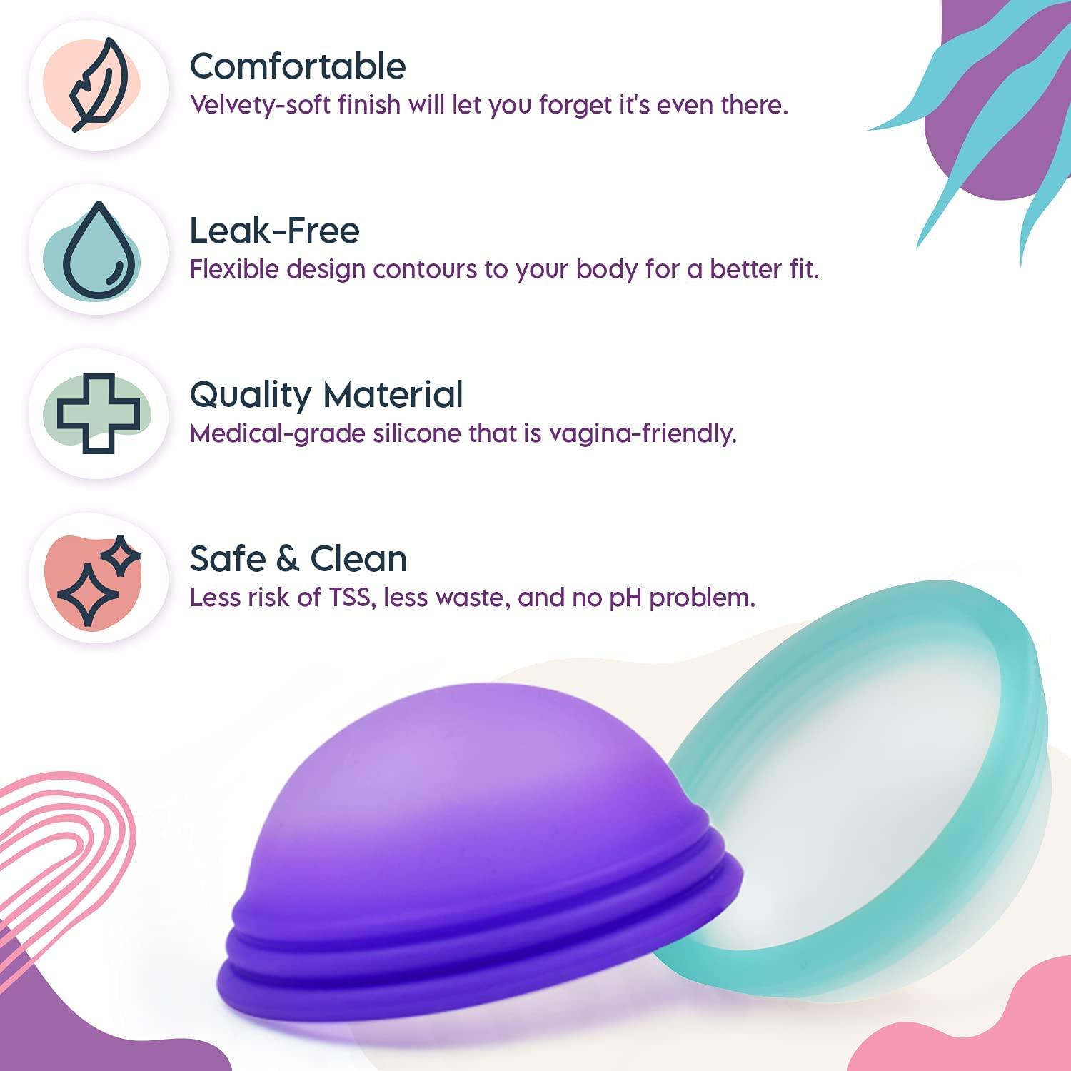 Ecoblossom Reusable Menstrual Disc - Menstrual Cup - Soft Period Disc for  Women Designed with Flexible, Medical-Grade Silicone Period Cup (Black)