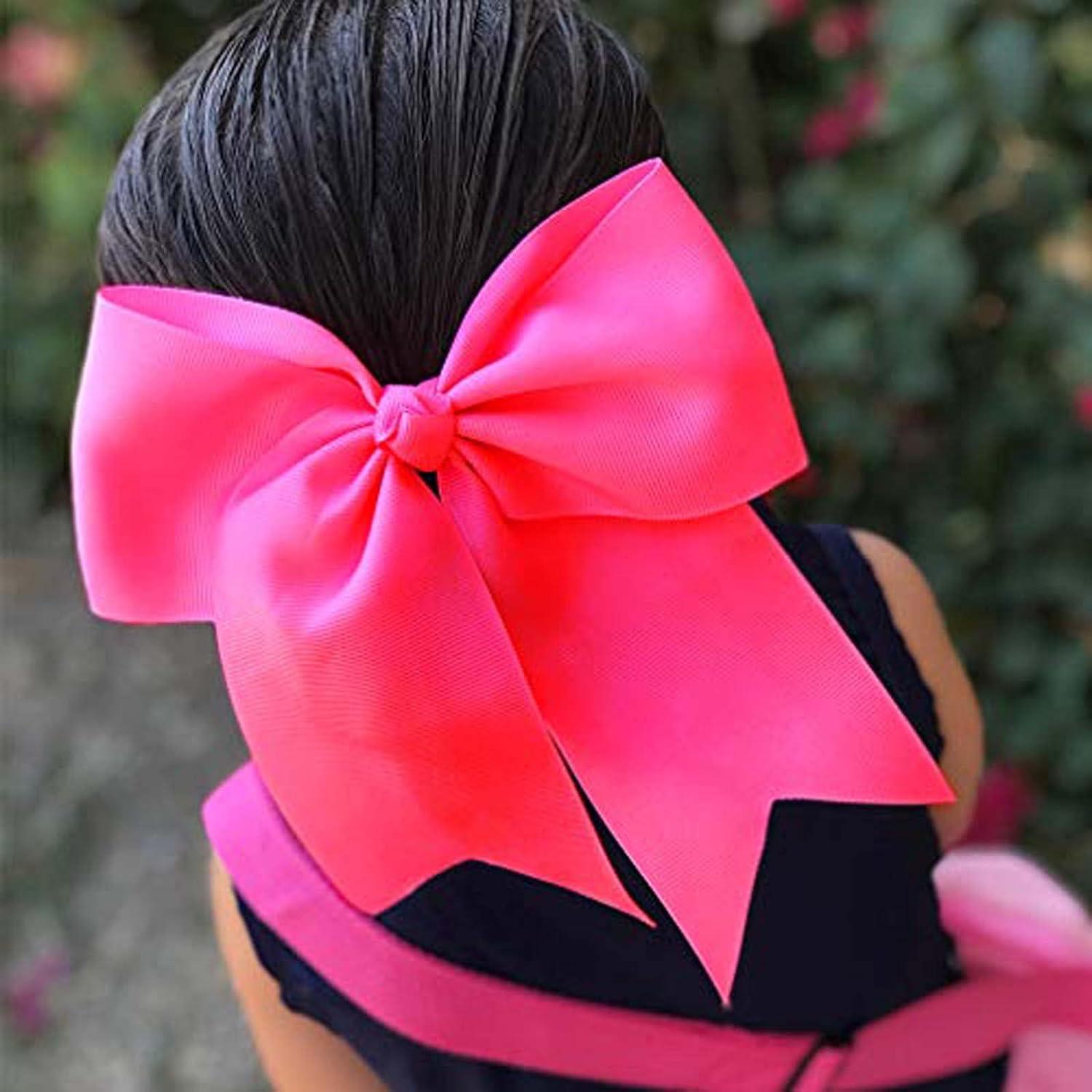 10 Pcs 8 Inch Jumbo Cheer Bows Ponytail Holder Cheerleading Girls Bow Hair  Tie