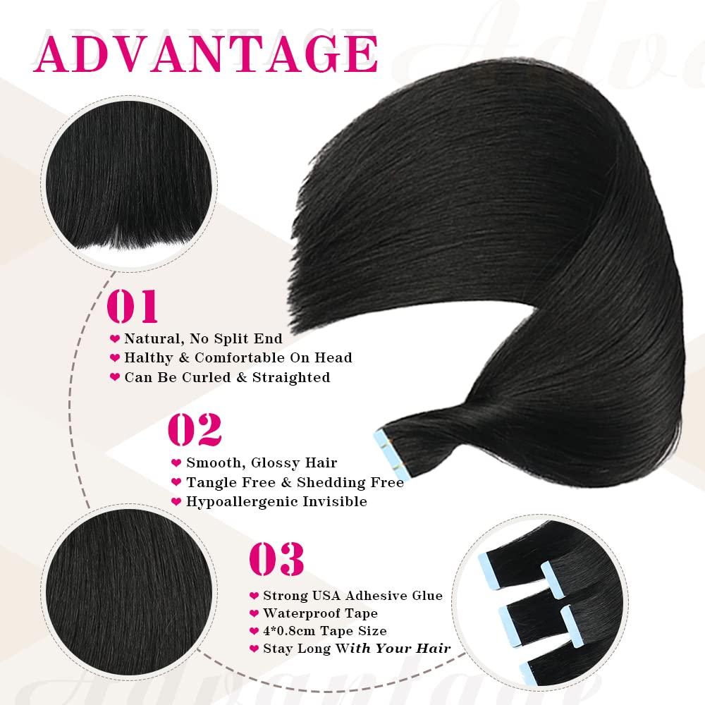 Invisible Tape In Hair Extensions with #613 Color Straight Hair
