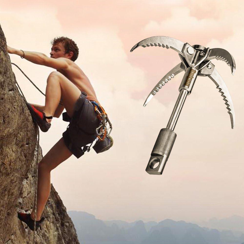 Grappling Hook, KUNMO Climbing Hook Folding Stainless Steel Gravity Rock  Grappling Hooks for Outdoor Survival, Camping, Hiking, Tree &Rock