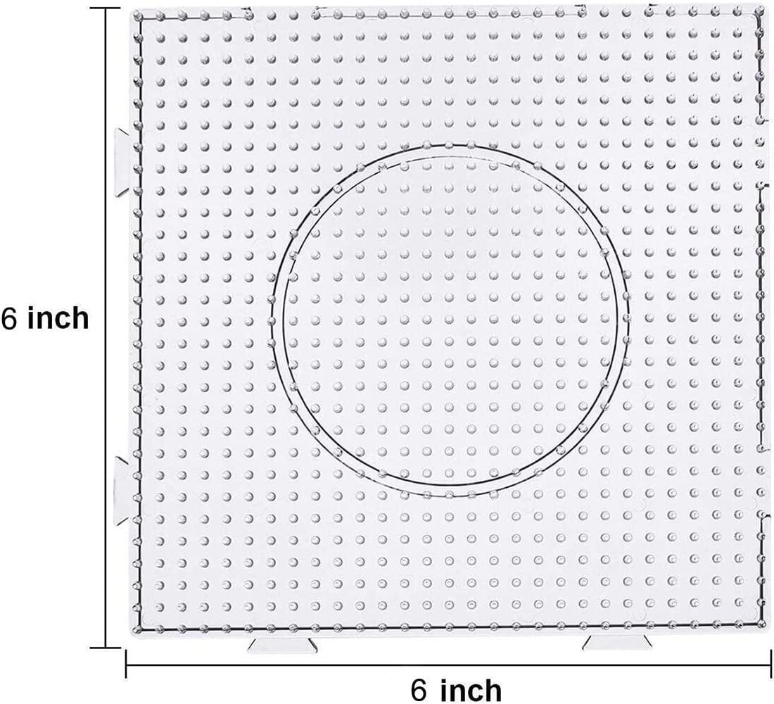 BANCHELLE Fuse Beads Boards 5mm, PegBoards Plastic Kits Large Square Clear,  6 Pieces