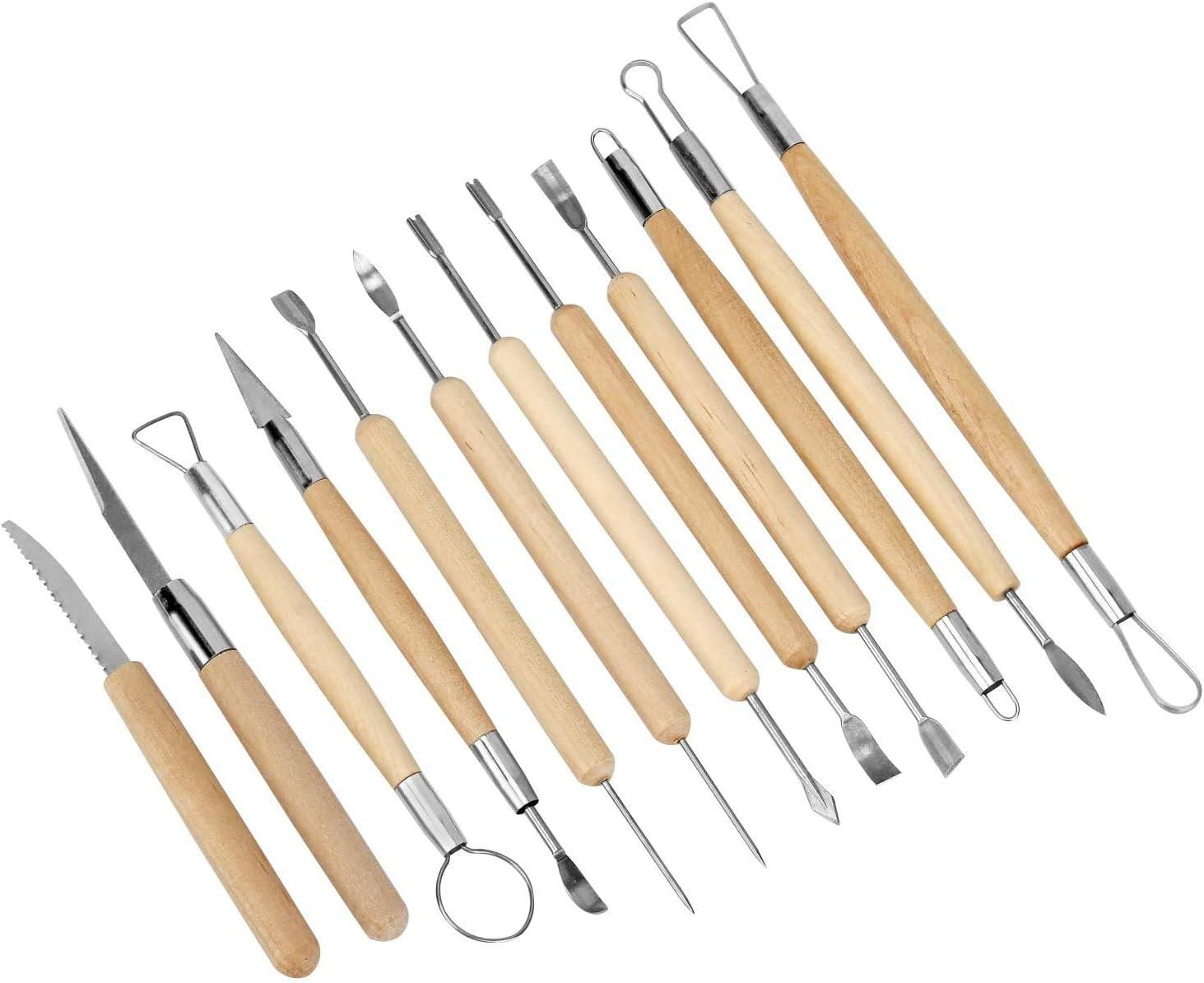 Blisstime Set Of 62 Clay Tools,pottery Sculpting Tool And Supplies, Wooden  Handle And Metal Head Pottery Carving Tool Kit