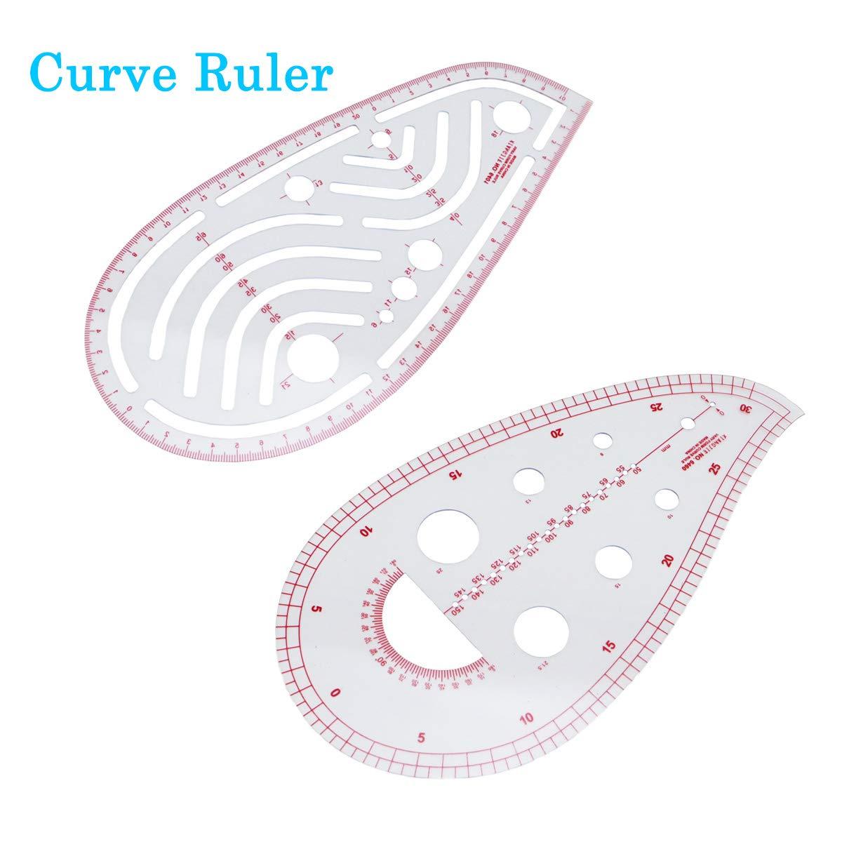 Pattern Sewing Rulers Set, 4 Styles Plastic Sew French Curve Ruler, Metric Curve Shaped Rulers for Designers and Tailors, Perfect for Drawing, Craft
