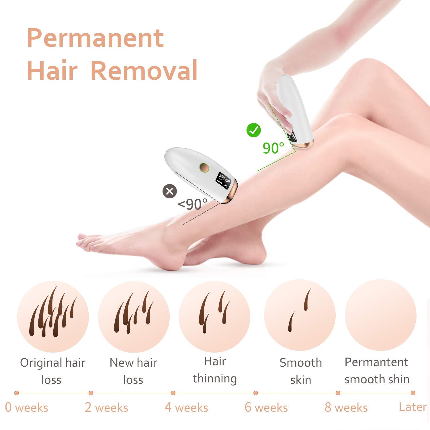At-Home IPL Hair Removal for Women and Men,Laser Hair Removal 99,999  Flashes Painless Hair Remover for Facial Legs Arms Armpits Whole Body  Treatment WHITE