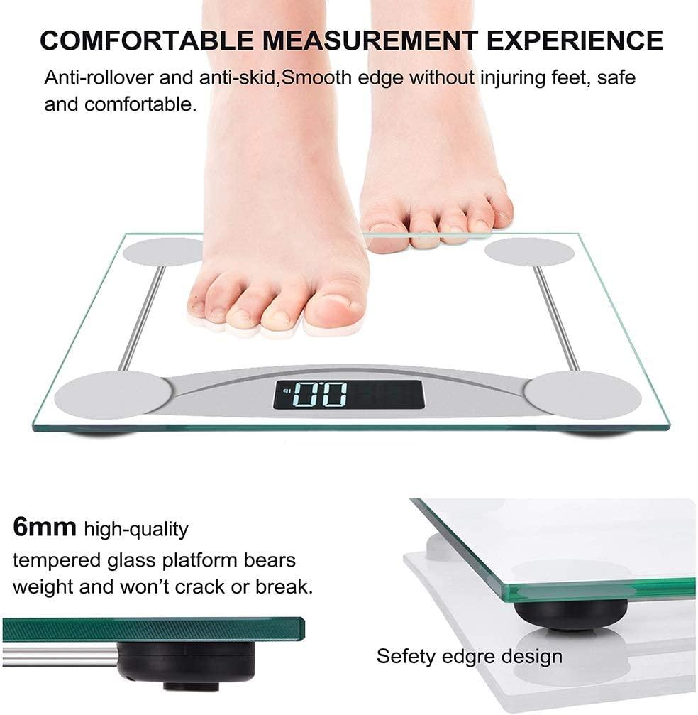 Etekcity Bathroom Scale for Body Weight, Highly Accurate Digital Weighing  Machine for People, Large Size and Backlit LCD Display, 6mm Tempered Glass