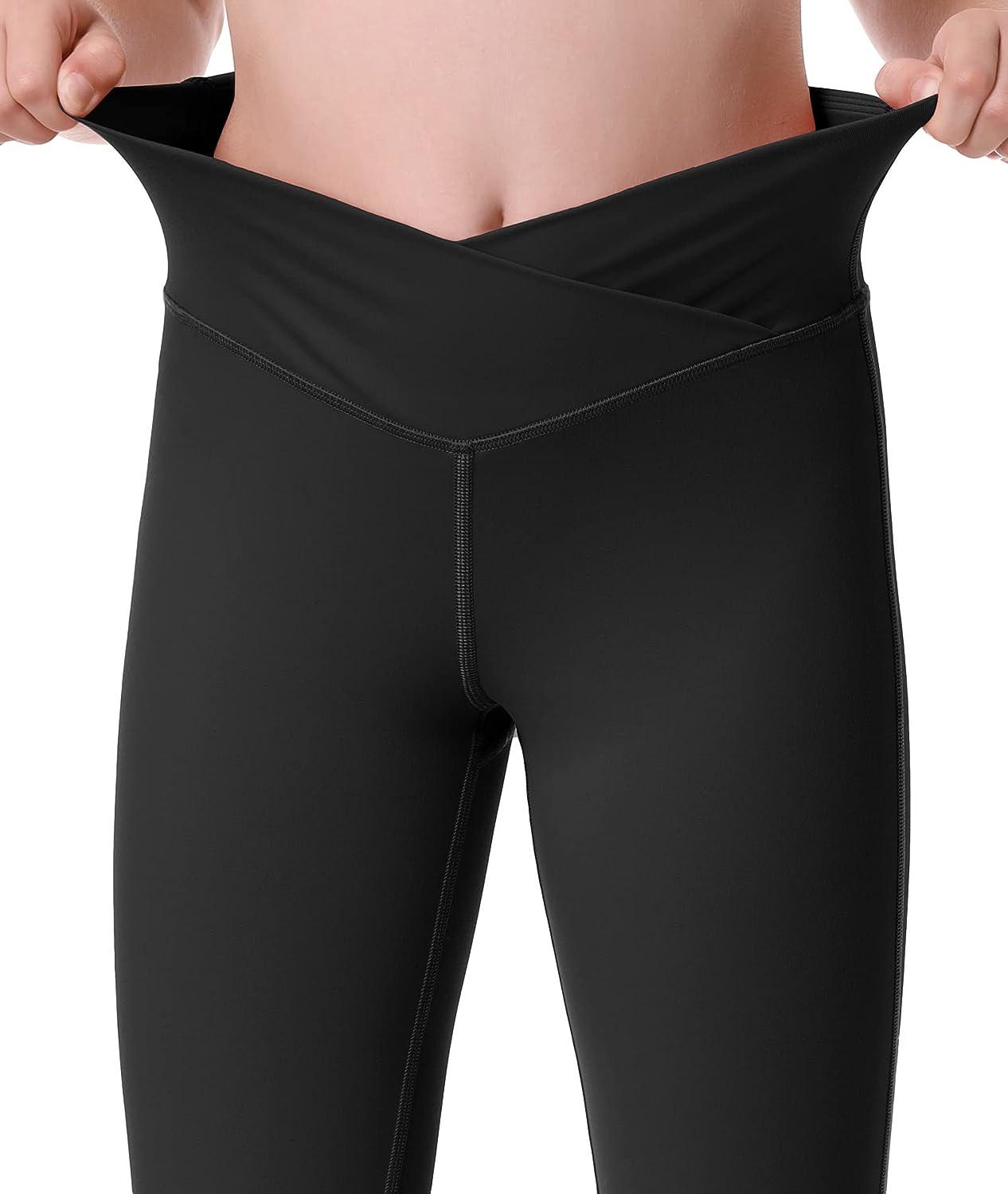Women's Flare Yoga Pants -V Crossover High-Waisted and Wide Leg Workout Gym  Leggings Petite/Regular