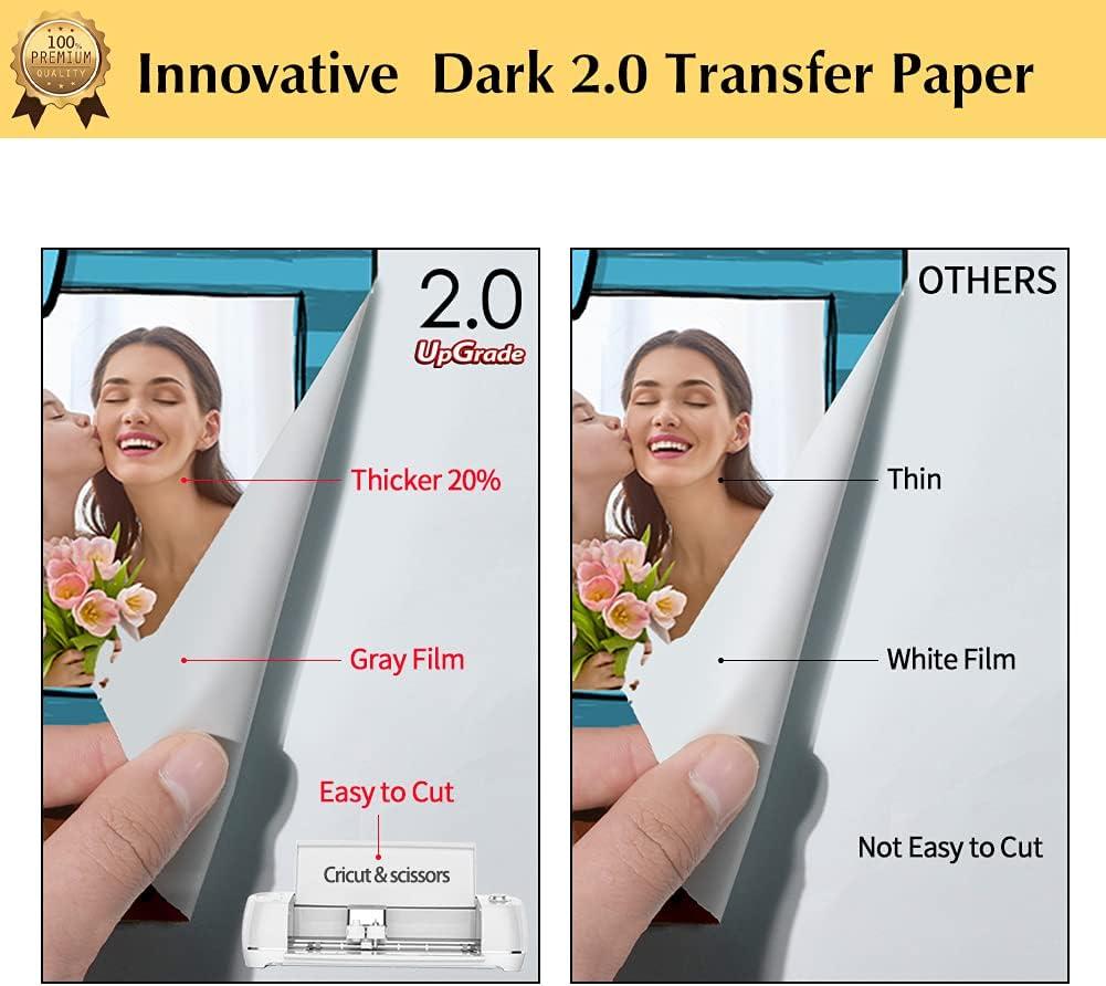 Dark Transfer Paper For T Shirts (20 Sheets) - 8.5 x 11 - Iron On Transfer  Paper For