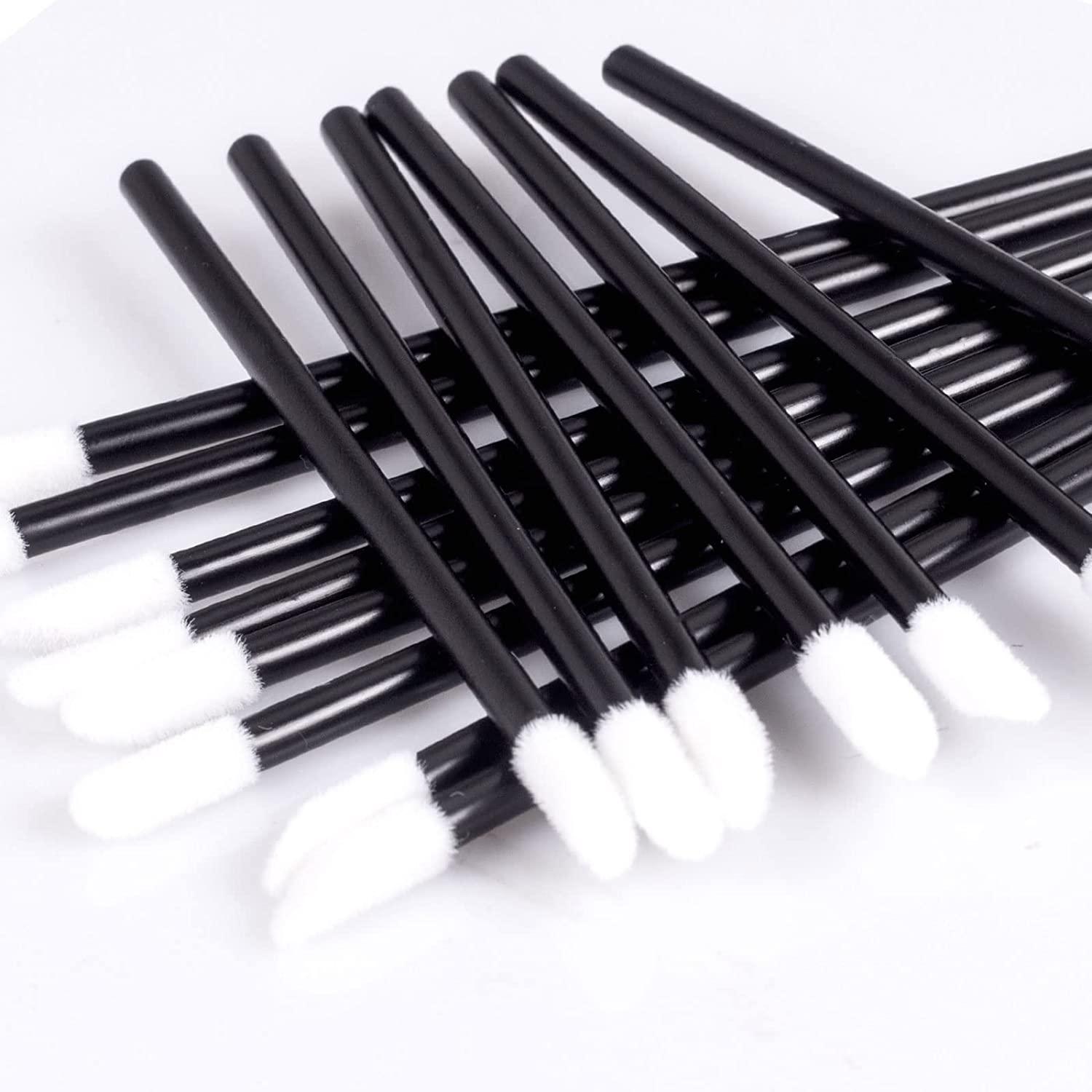 Disposable Nail Brushes,100PCS Disposable Lip Brush Applicators, Lip  Brushes Lipstick Lip Gloss Wands for Makeup PYO Cookie Paint Brushes (Black)
