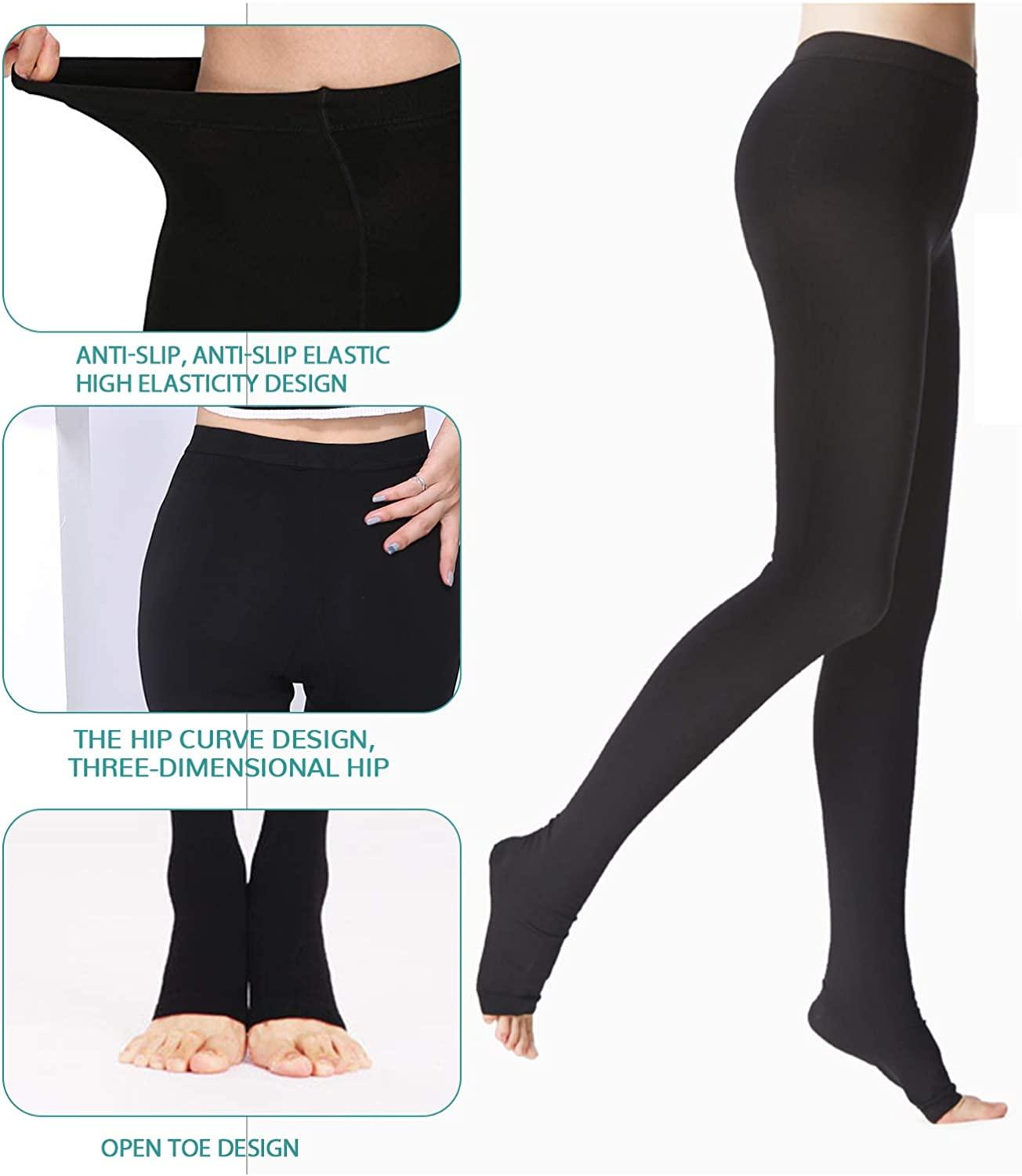 Plus Size Womens Toeless Opaque Compression Tights 20-30mmHg