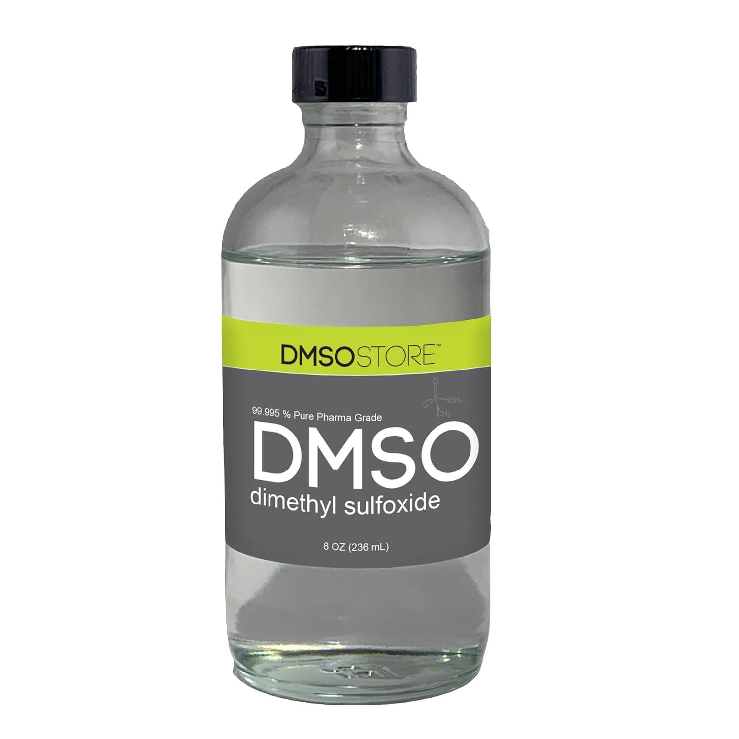 DMSO 8 oz. Liquid in a Glass Bottle Pure 99.995% Pharma Grade Non-Diluted  Low Odor Dimethyl Sulfoxide