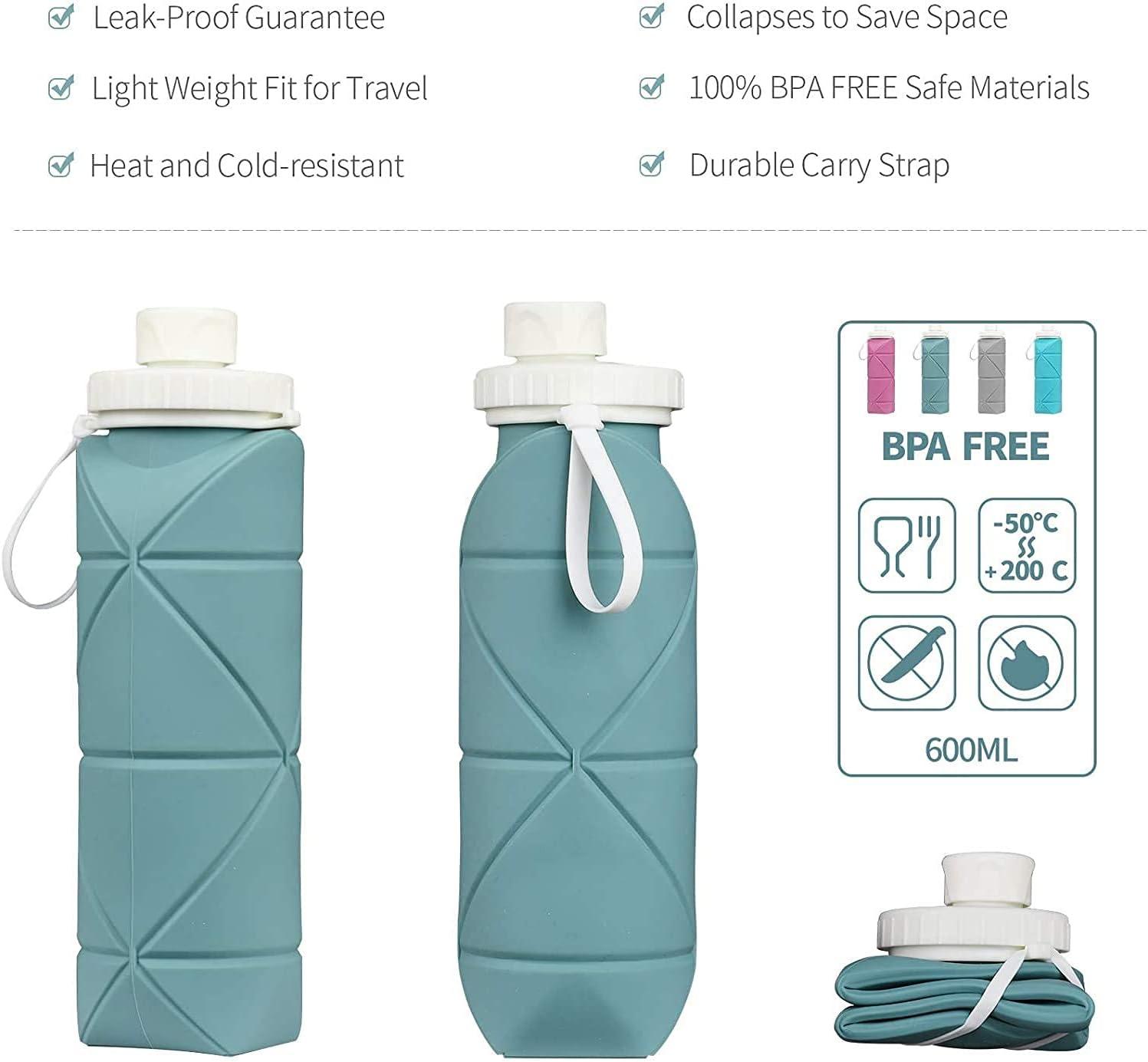 Collapsible Water Bottles Leakproof Valve Reusable Bpa Free Silicone  Foldable Water Bottle For Sport Gym Camping Hiking Travel Sports  Lightweight Dura
