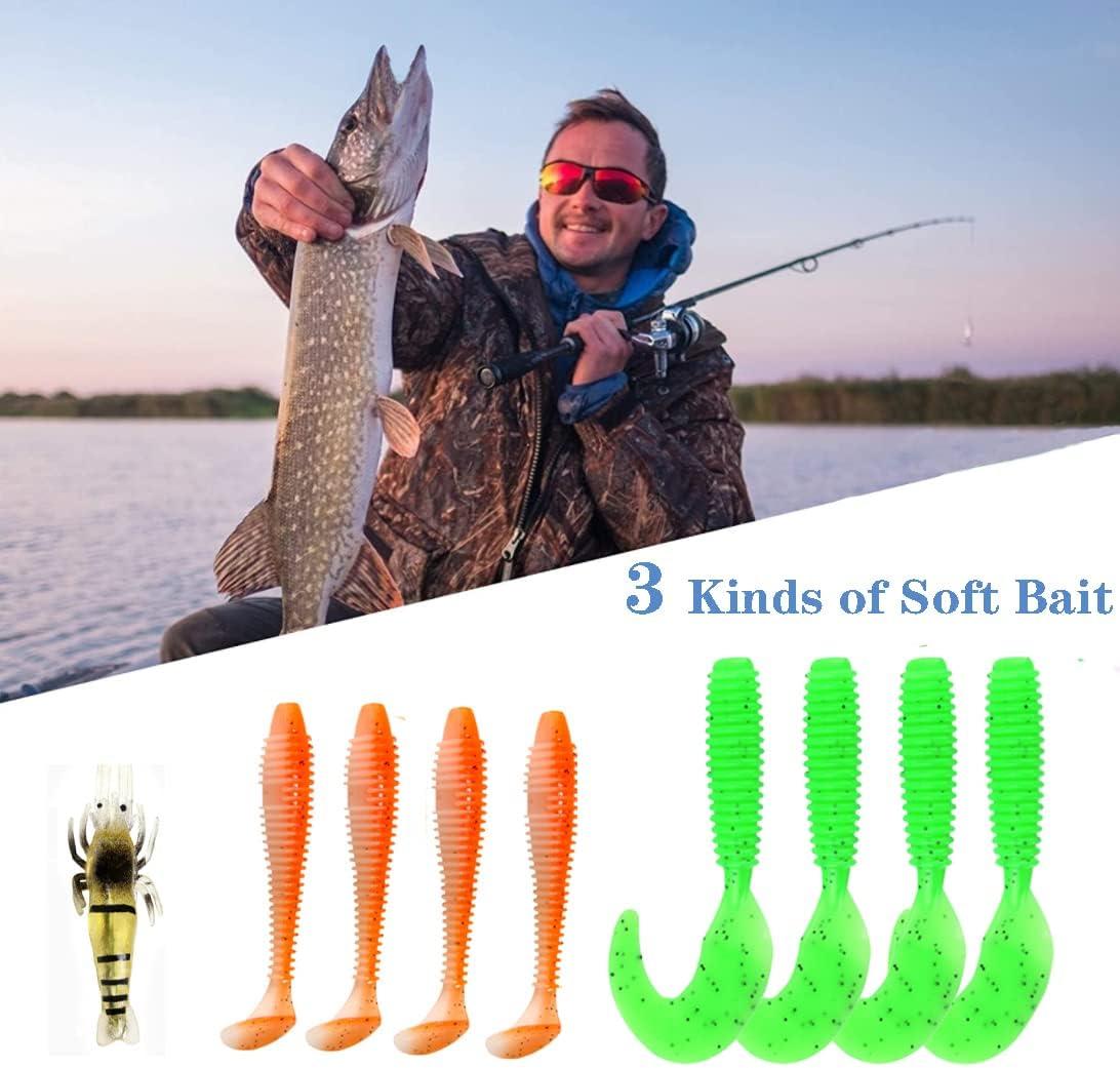 Soft Fishing Lures Kit Fishing Lures Baits Tackle Set for Freshwater Trout  Bass Salmon Include Vivid