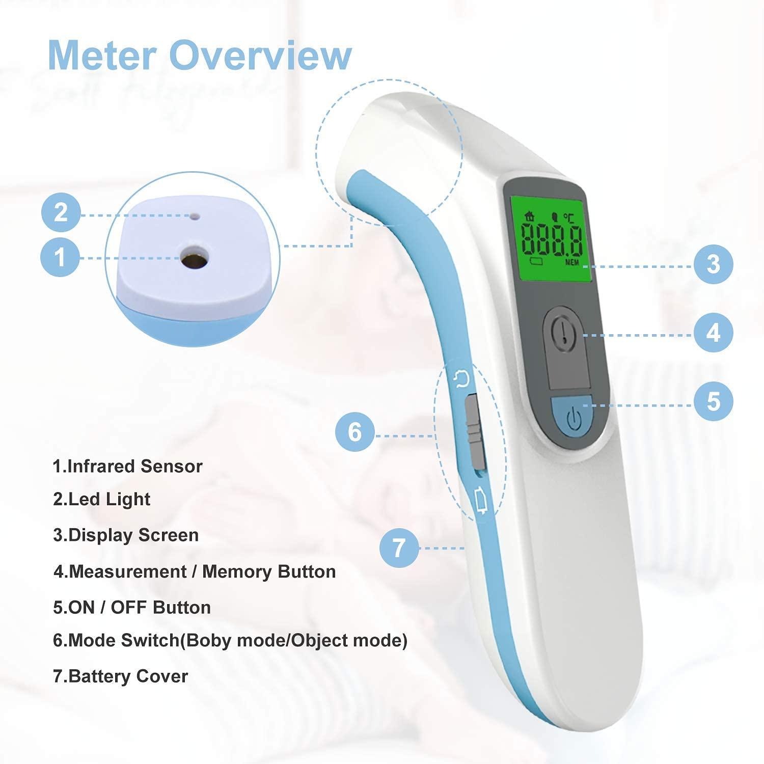 Jumper Medical Forehead Thermometer, Non Contact Thermometer for Forehead  and Object Surface Measurement with Instant Reading and Fever Warning for