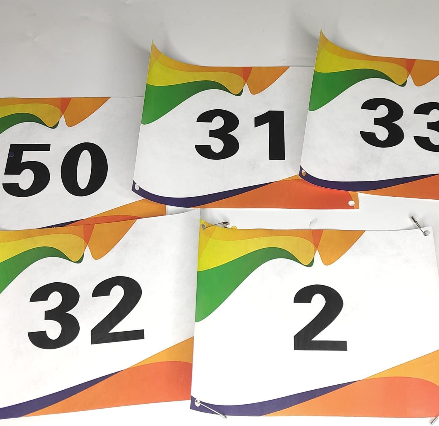 Running Bib Numbers with Safety Pins for Marathon Sports Competition Events  Tearproof Waterproof 6 x 7.5 Inch 100