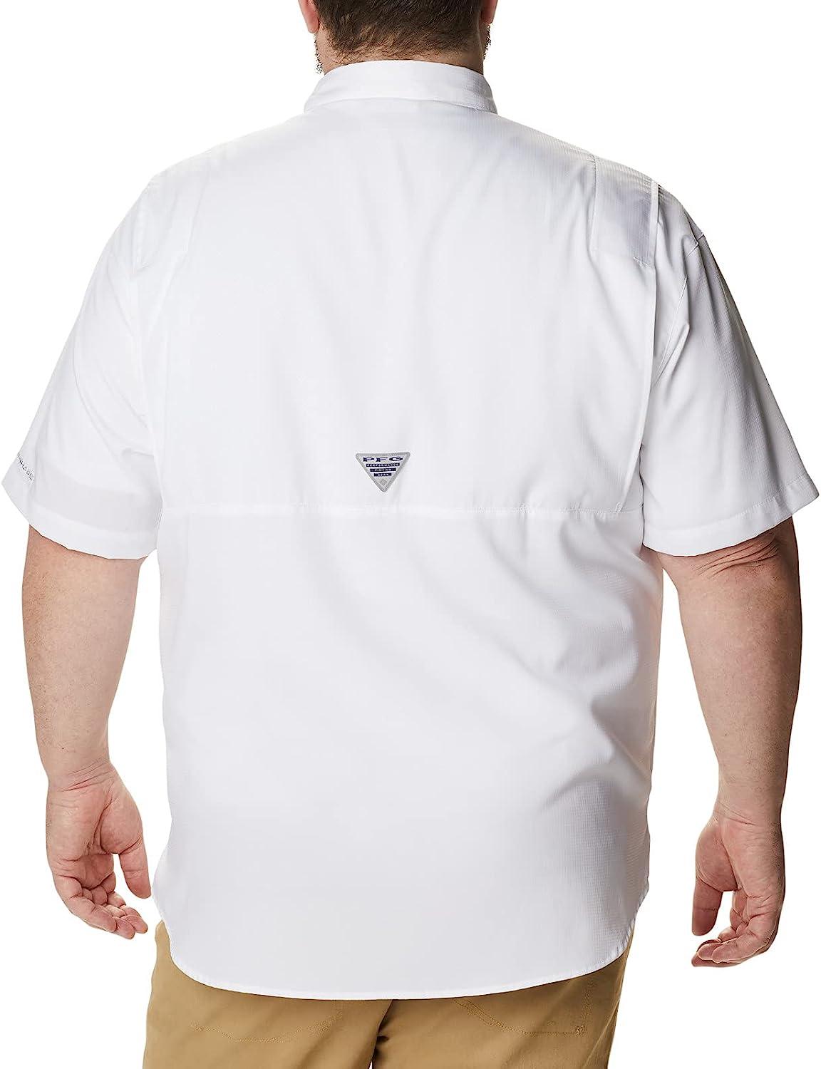 COLUMBIA PFG Men's Button Up Fishing Shirt LARGE Short Sleeve Vented White