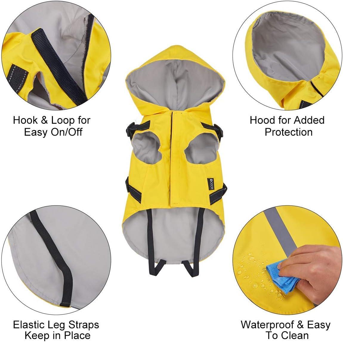 Dog Raincoat with Harness - Waterproof Dog Rain Poncho with Hood