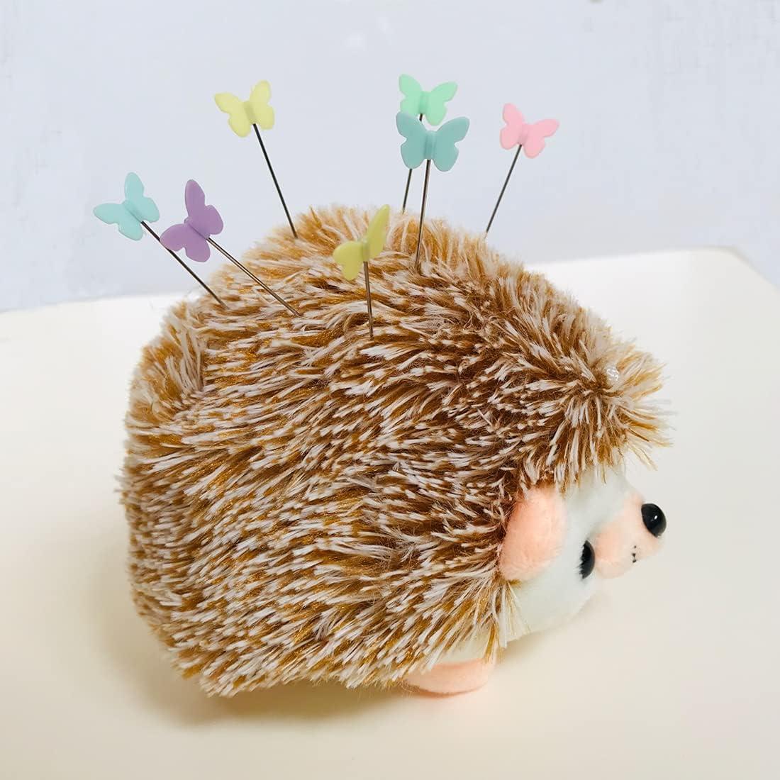 101 Pieces Hedgehog Pin Cushion Cute Large Pin Cushion Furry Straight Pins  Cushion Butterfly Flat Head Sewing Pins DIY Crafts Sewing Set Needle