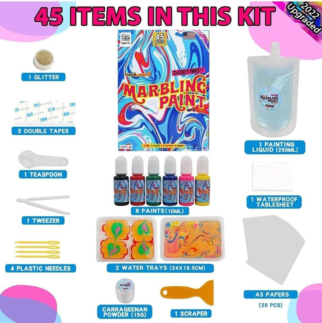 Paint Your Own Marbling Paint Art Kit for Kids , Pouring Paint Kit