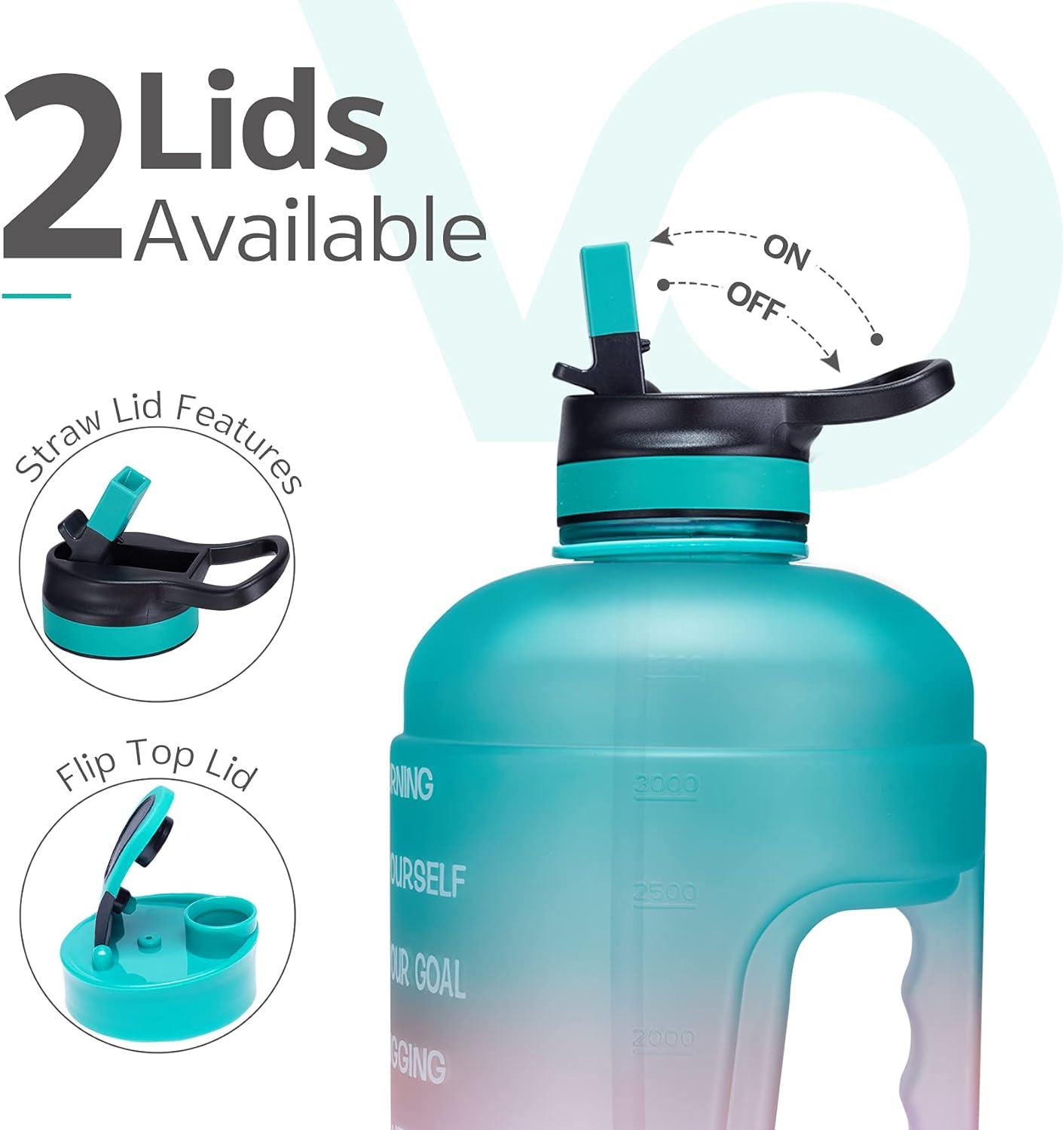 Water Bottle with Straw & Time Marker, Wide Mouth Leakproof BPA Free Sports  Motivational Water Jug with Measurements to Ensure You Drink Enough Water 