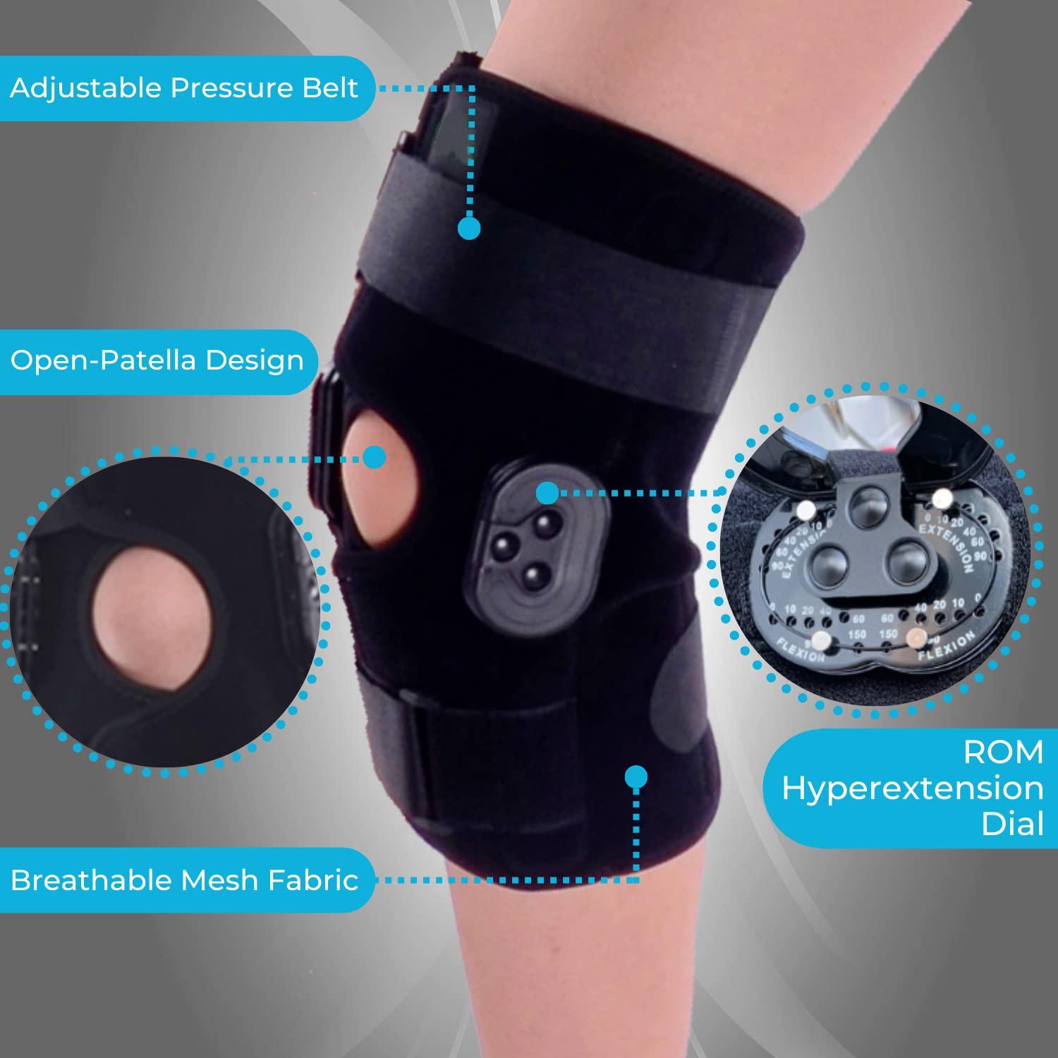 Comfyorthopedic Locking Knee Brace - Knee Brace with Metal Side Stabilizers  - PCL/ACL Knee Brace with Hinged ROM - Meniscus Tear Brace for Women & Men  - Knee Braces for Knee Pain