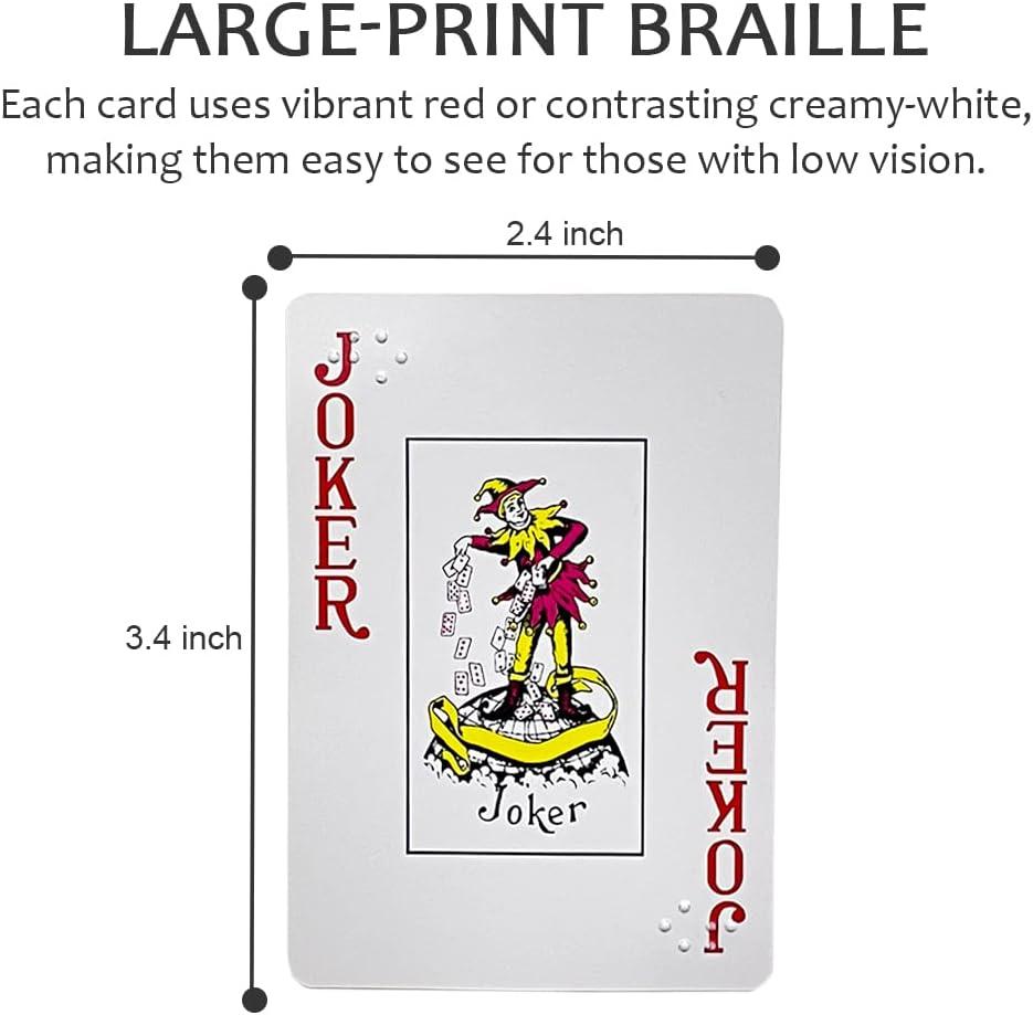 MUROCEA Large-Print Braille Playing Cards for Vision Impairments  Entertainment Supplies