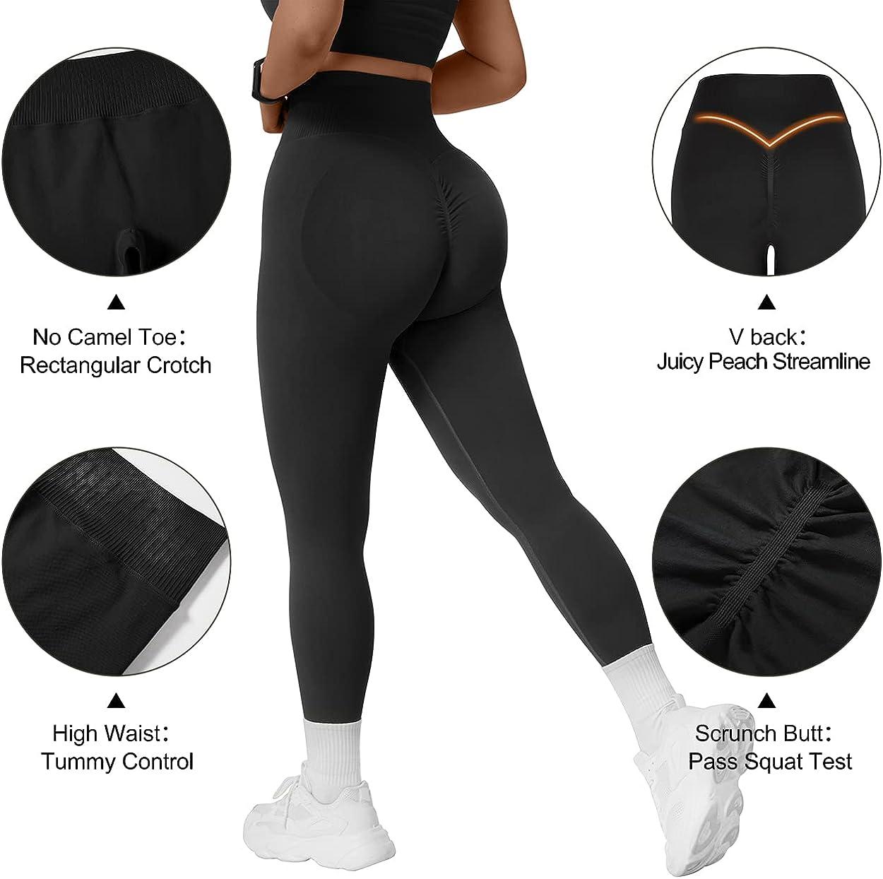 OMKAGI Workout Set for Women 2 Piece Seamless One Shoulder Sports Bra Scrunch  Butt Lifting leggings Gym Outfits Medium Black