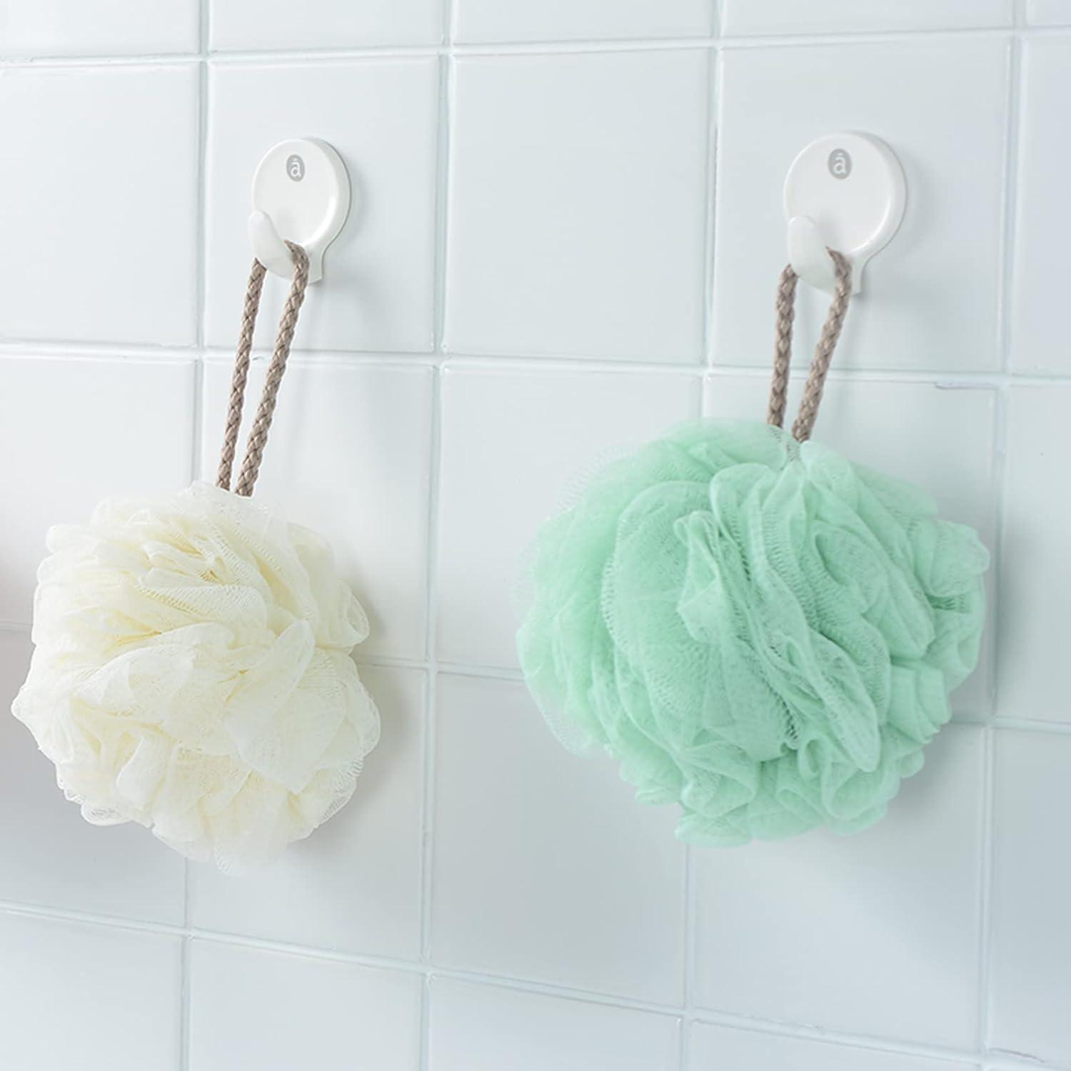 Autrucker Bath Sponges Shower Loofahs 50g Mesh Balls Sponge 4 Solid Colors for Body Wash Bathroom Men Women - 4 Pack Scrubber Cleaning Loofah Bathing