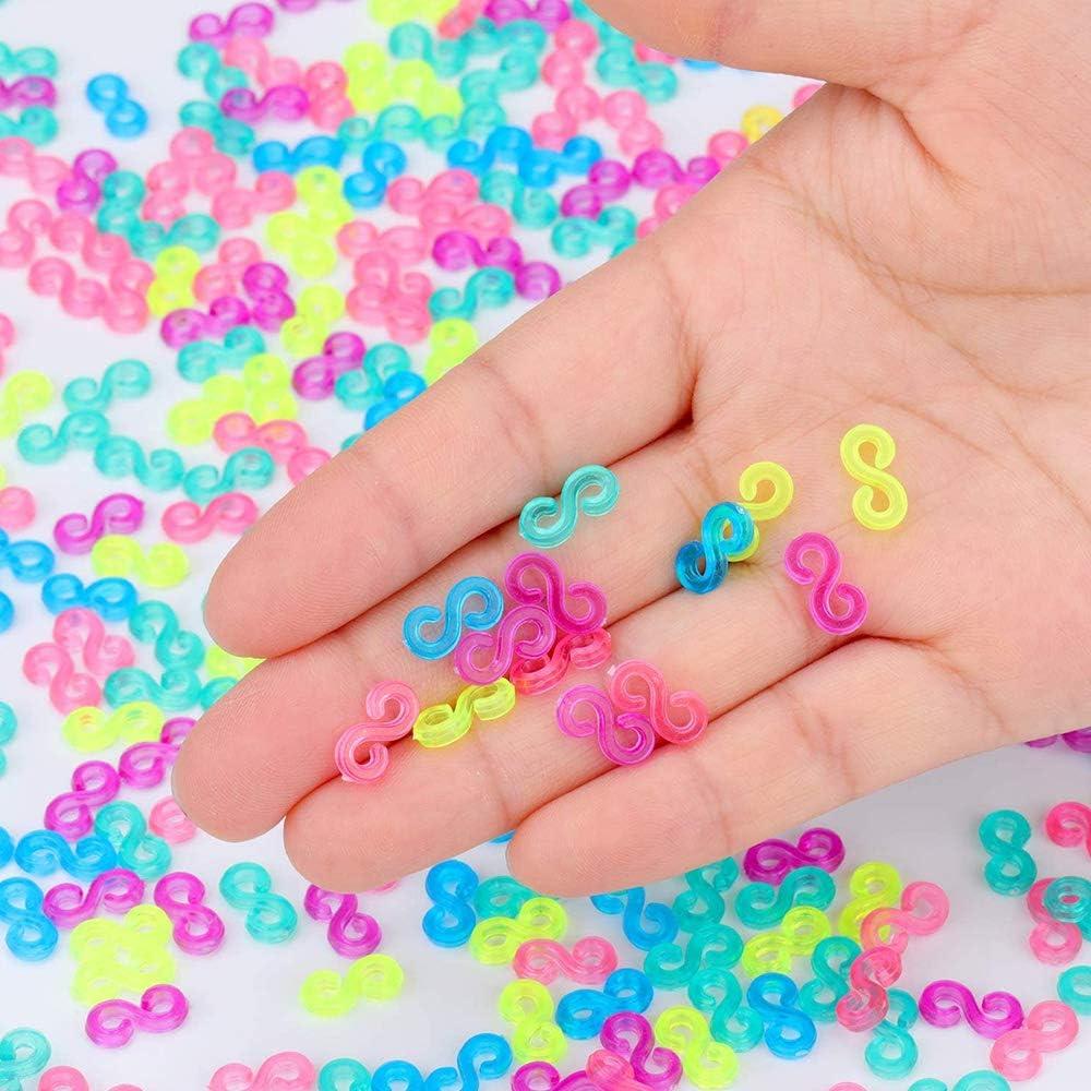 MBODM 1000pcs S Clips for Loom Bands S Clips for Rubber Band Bracelets Connectors Rubber Connectors Refills for Loom Bracelets and DIY Bracelet