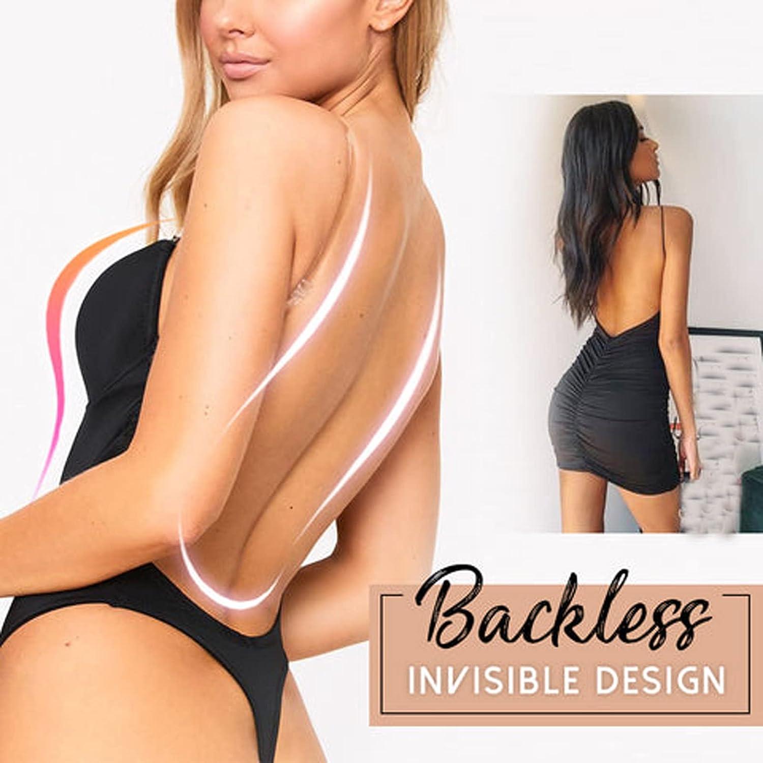 EXQST Women's Backless Body Shaper Bra Seamless Low Back Thong