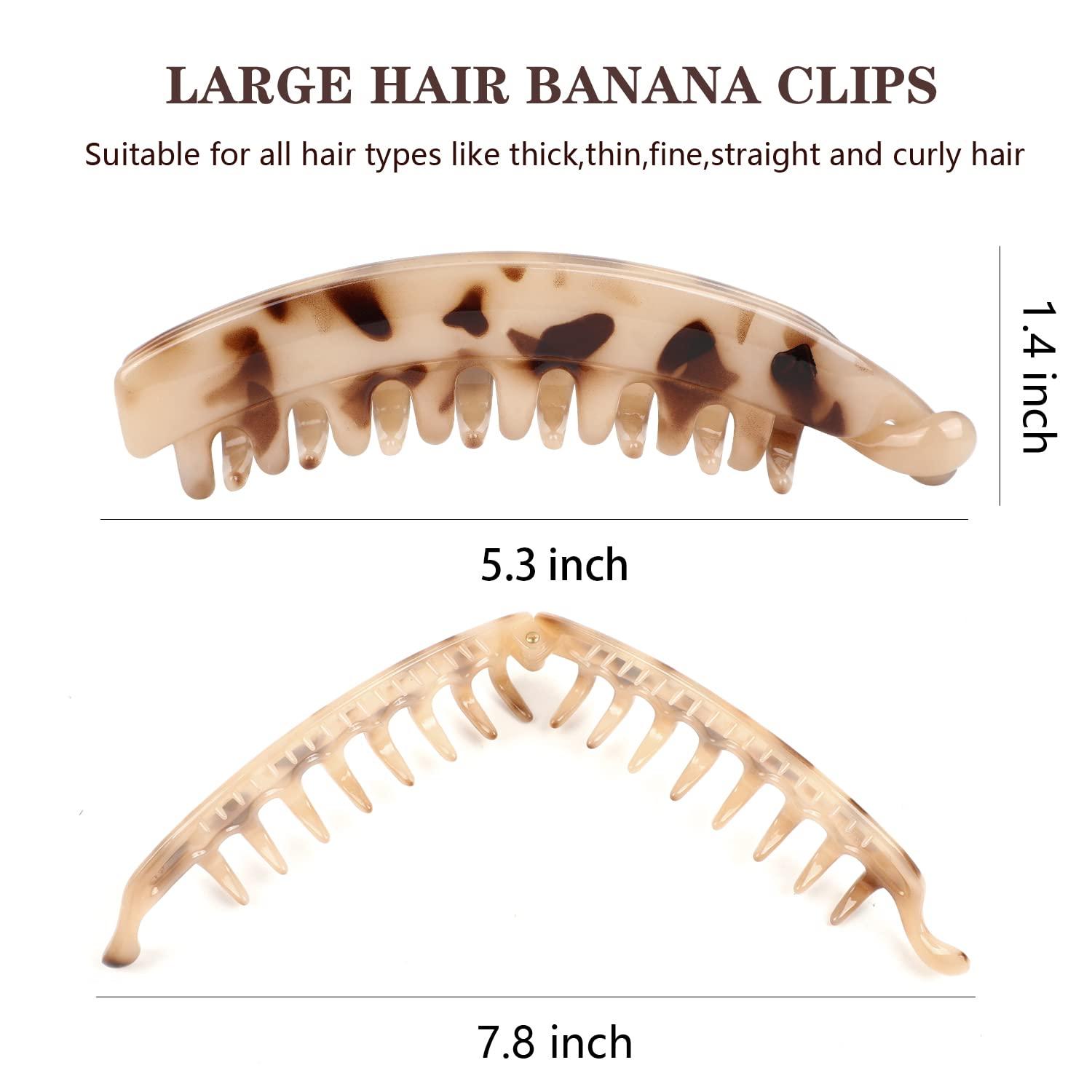 6 Pcs Large Banana Clip 5.3 Inch Banana Clips Hair for Thick Hair, Non-slip  Banana Hair Clips for Fine Hair, Strong Hold Banana Clips for Women and