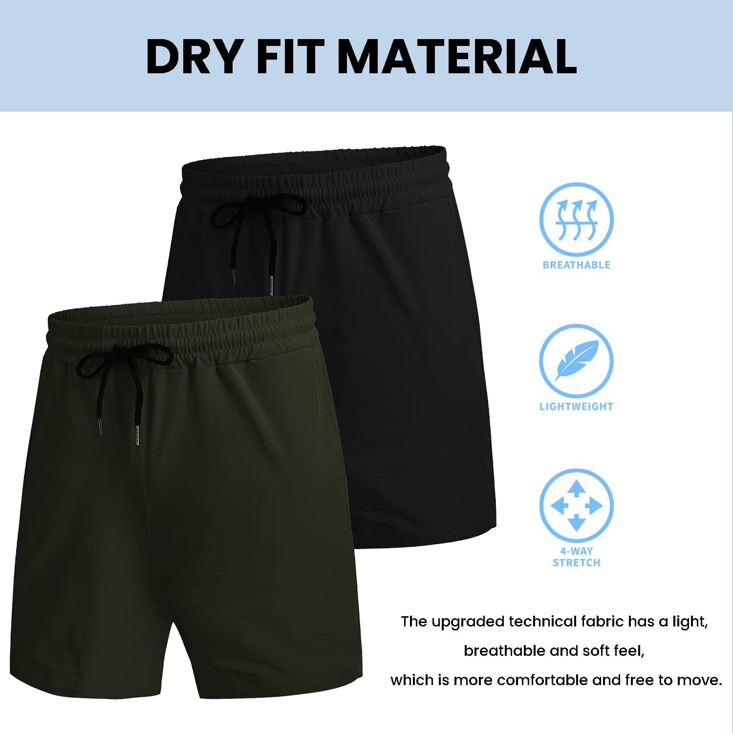 Men's 2 in 1 Running Shorts with Pockets Quick Dry Breathable Active Gym  Workout Shorts
