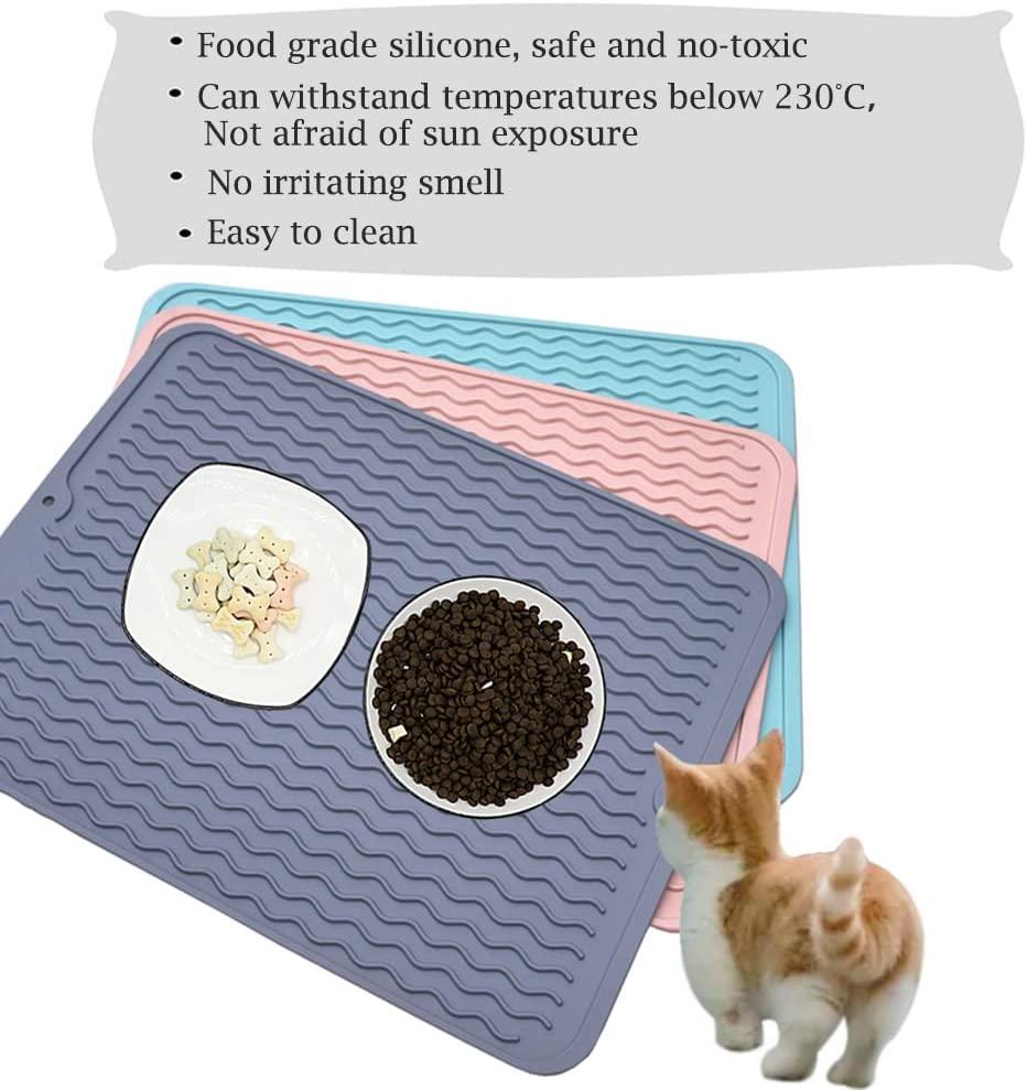 Silicone Dog Food Mat, Pet Placemat for Prevent Feeding Spills, Waterproof  Dog Bowl Mats for Food and Water, Cat Food Mat for Pet Feeder, Black 