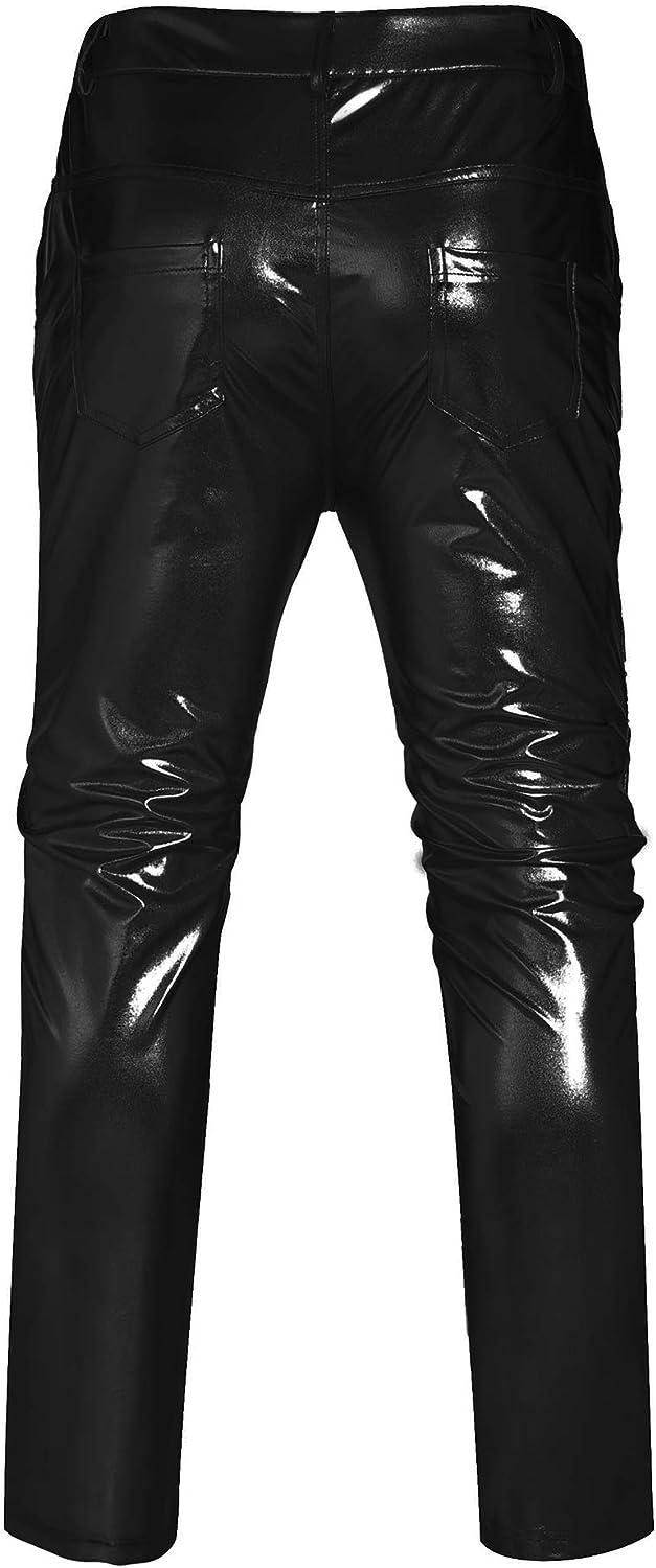 COOFANDY Mens Metallic Shiny Jeans 70's Party Dance Disco Nightclub Pants  Straight Leg Trousers