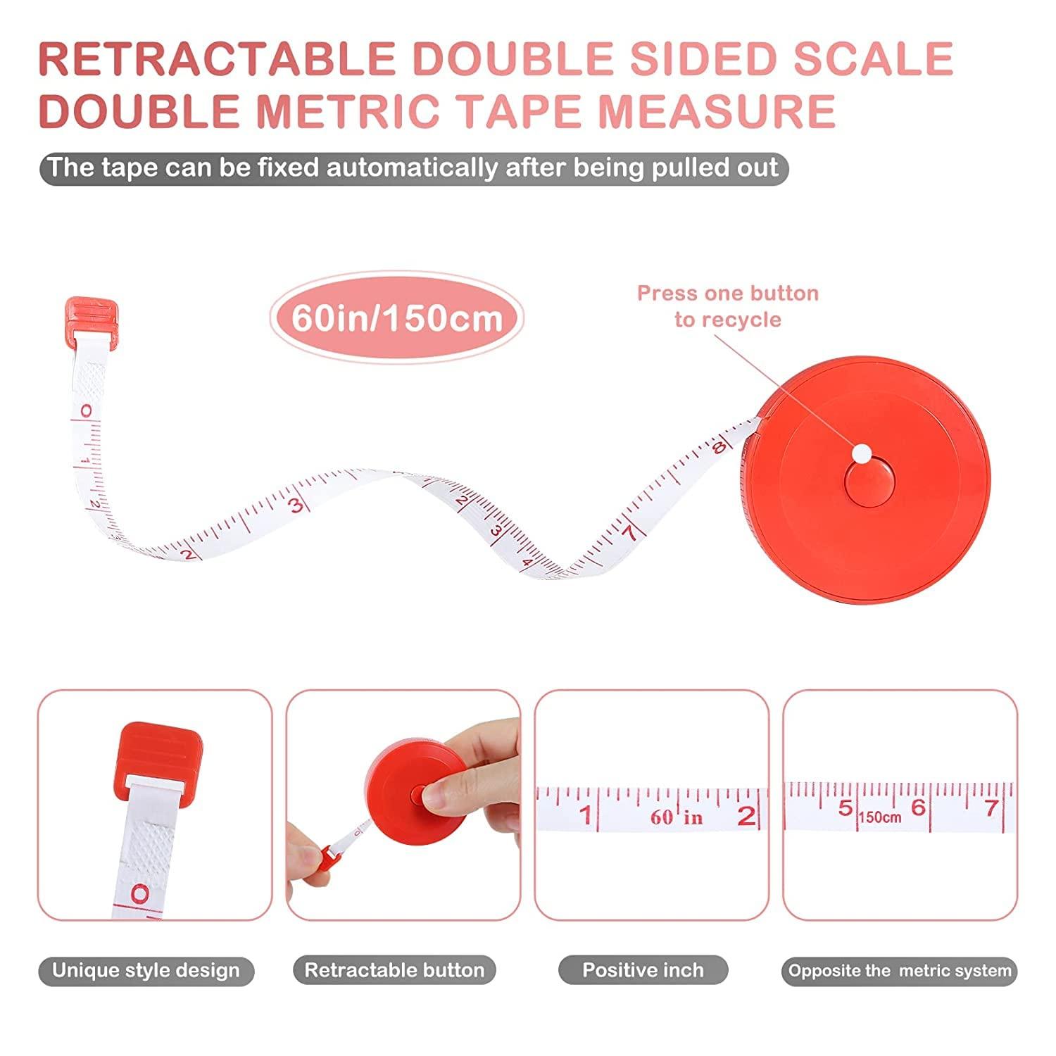 Retractable Tape Measure with Dual Sided Sewing Mini Tape Measure Soft Tape, Size: 1XL