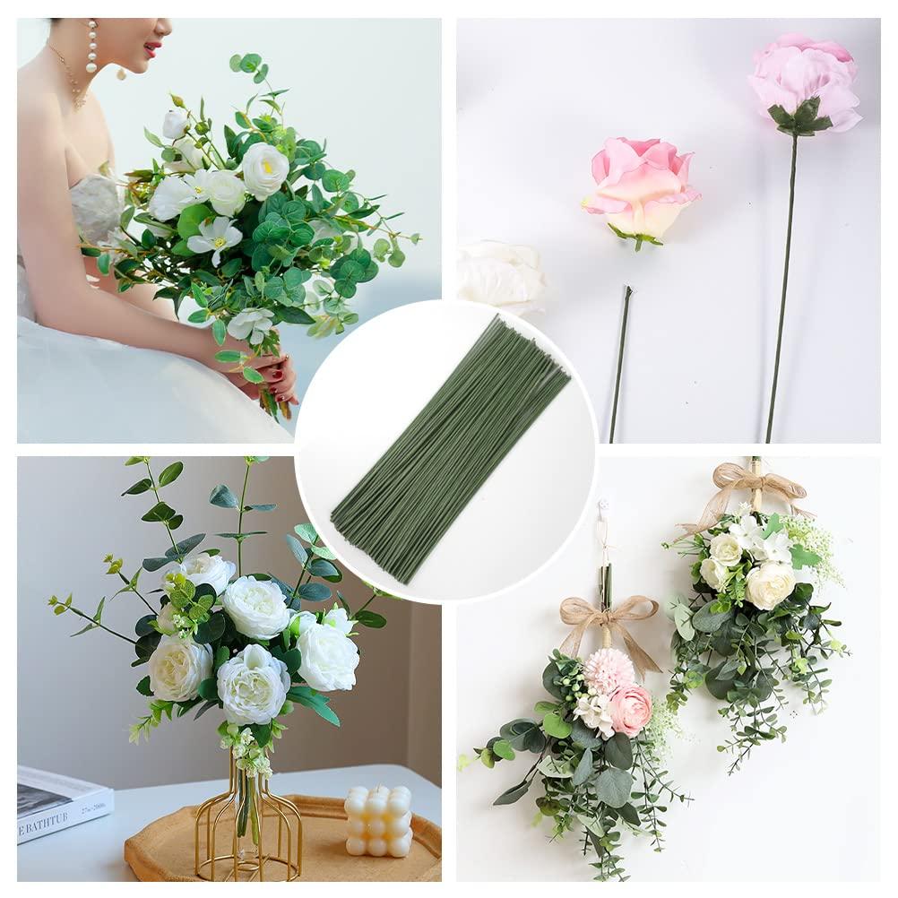 100pcs Floral Wire Stems Crochet Projects Flower DIY Wreath Making Iron  Green White Coffee Bouquet Accessories Paper Wrapped - AliExpress