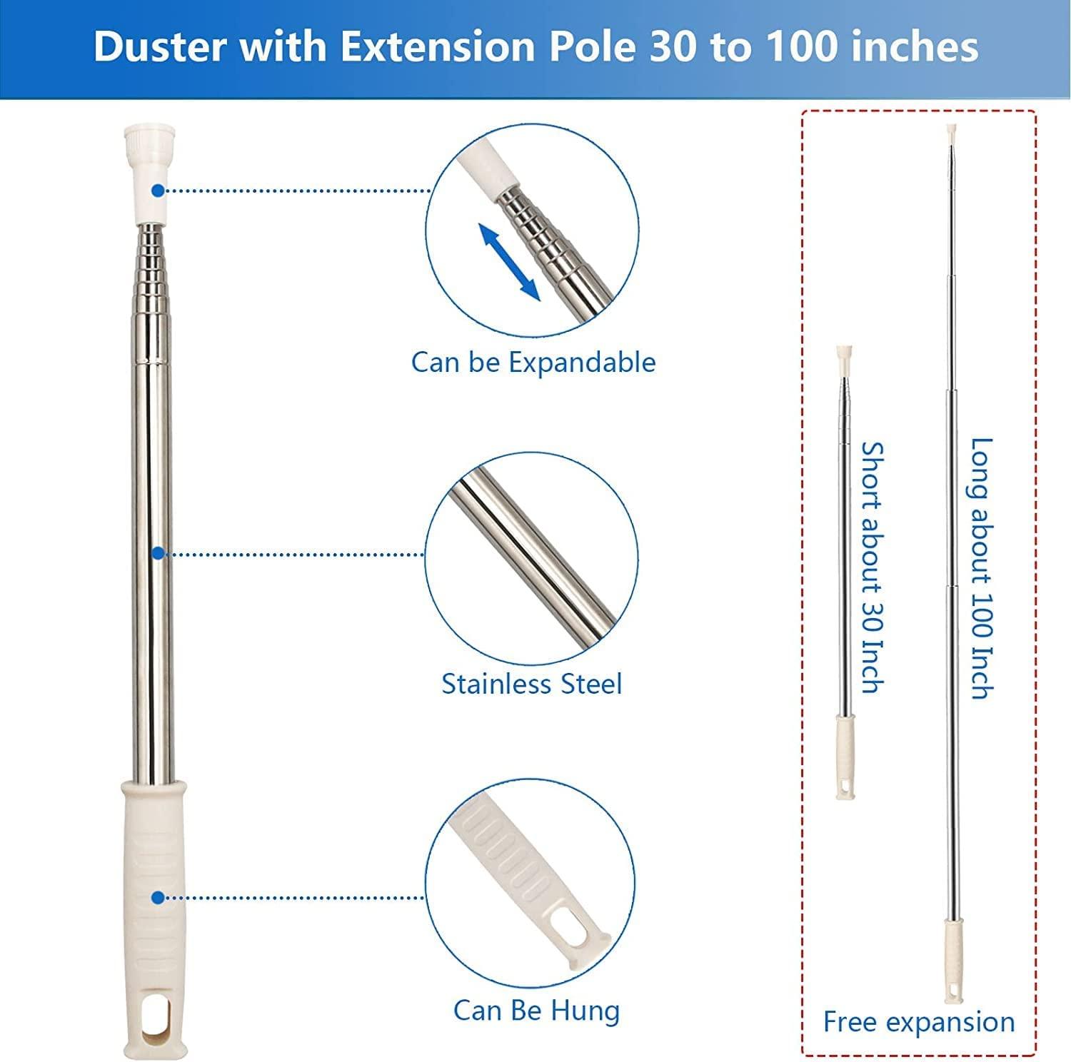 3 in 1 Microfiber Dusters Detachable with Extension Pole 30-100 Duster  Cleaning Kit