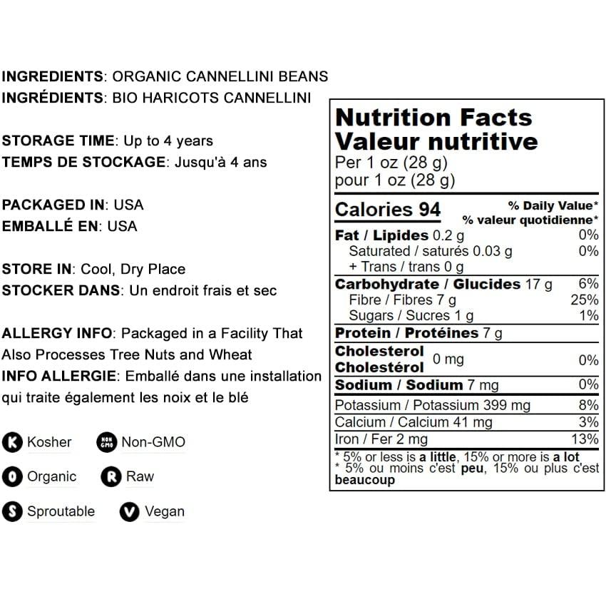 Organic Cannellini Beans, 3 Pounds Non-GMO, Dried White Kidney