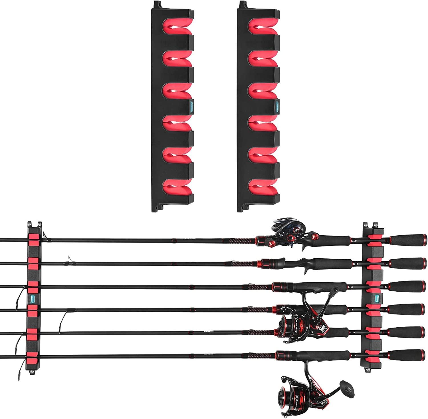 Fishing Rod Holder,vertical Horizontal 6-rod Rack Great Fishing Pole Holder  For Garage-1 Pair
