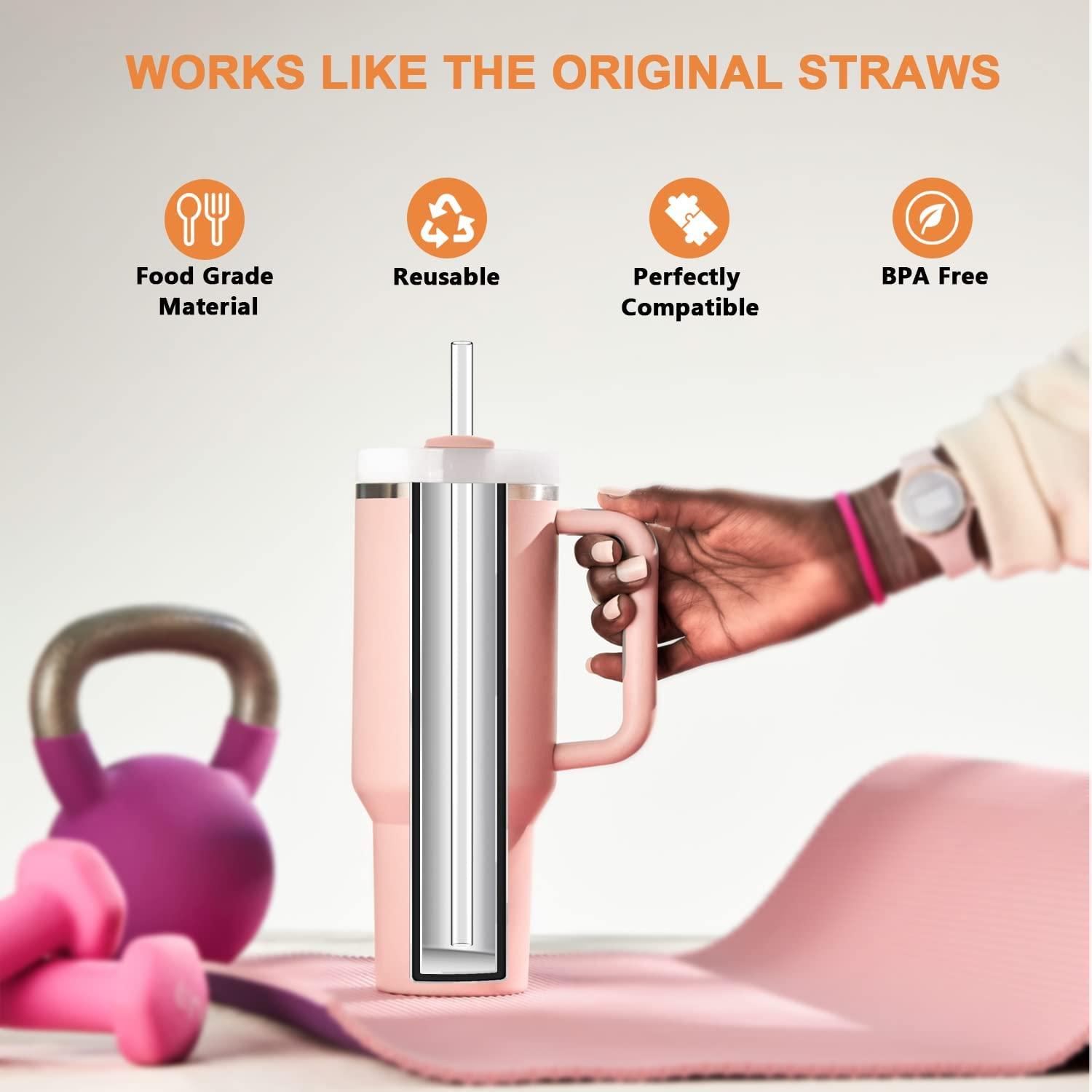  8PCS Replacement Straws for Owala 40oz Tumbler with Handle,  Airboat Reusable Clear Straws with Cleaning Brush for Owala Water Bottle  Travel Cup Mug Accessories Parts : Home & Kitchen