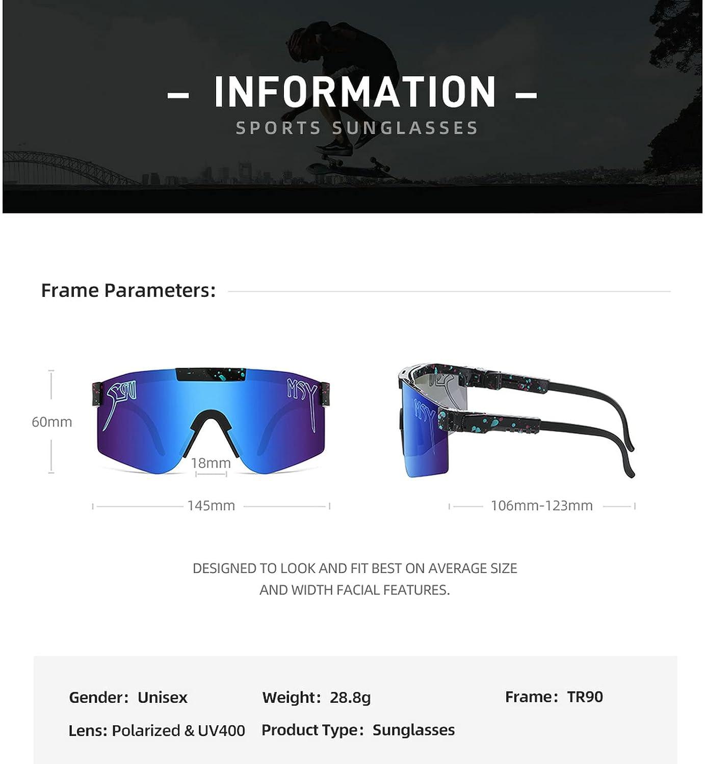  Running Sunglasses for men Women,Cycling Sunglasses Outdoor  Sports Sunglasses UV400 baseball Fashion Glasses Windproof Goggles (Color :  Black frame blue film) : Sports & Outdoors