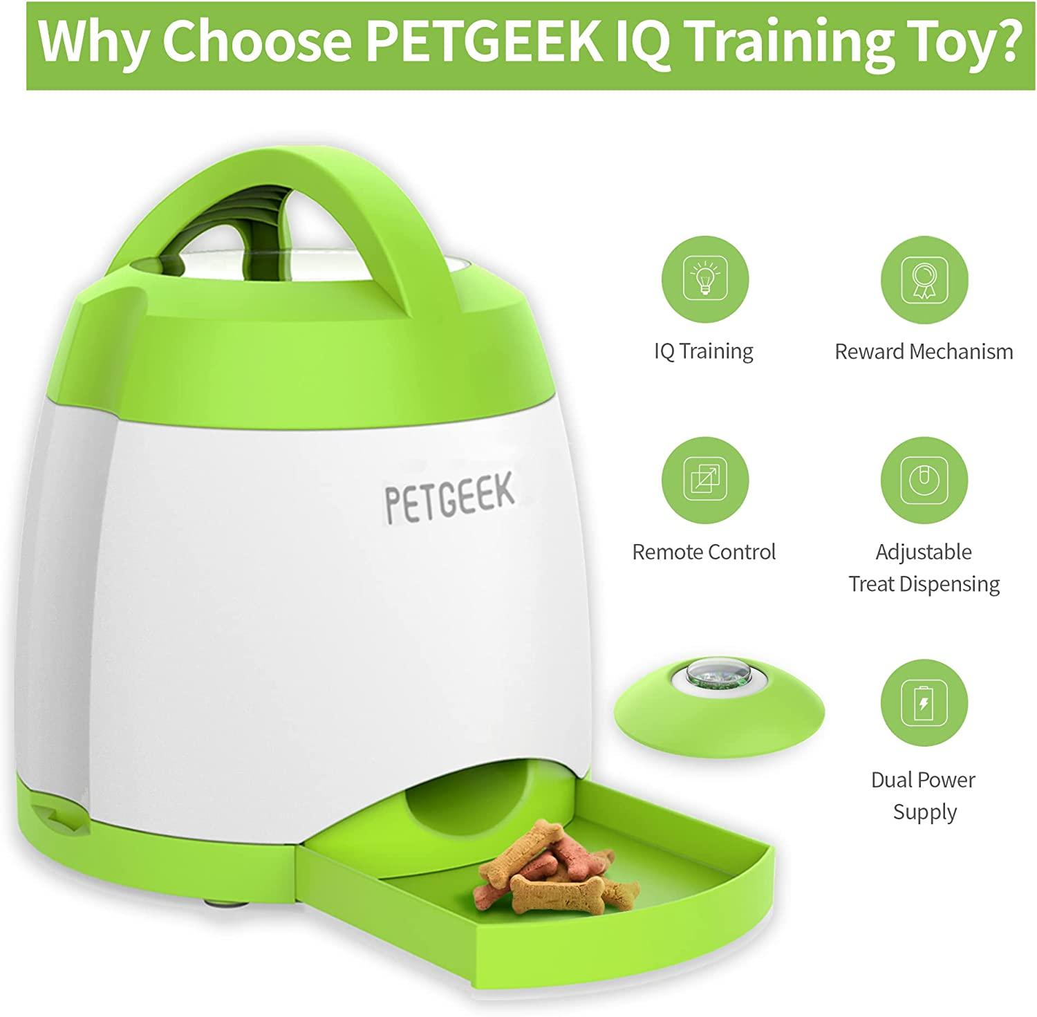 PETGEEK petgeek automatic treat dispensing dog toys, interactive chase dog  toys, adjustable dog treat puzzle ball, dog enrichment toy