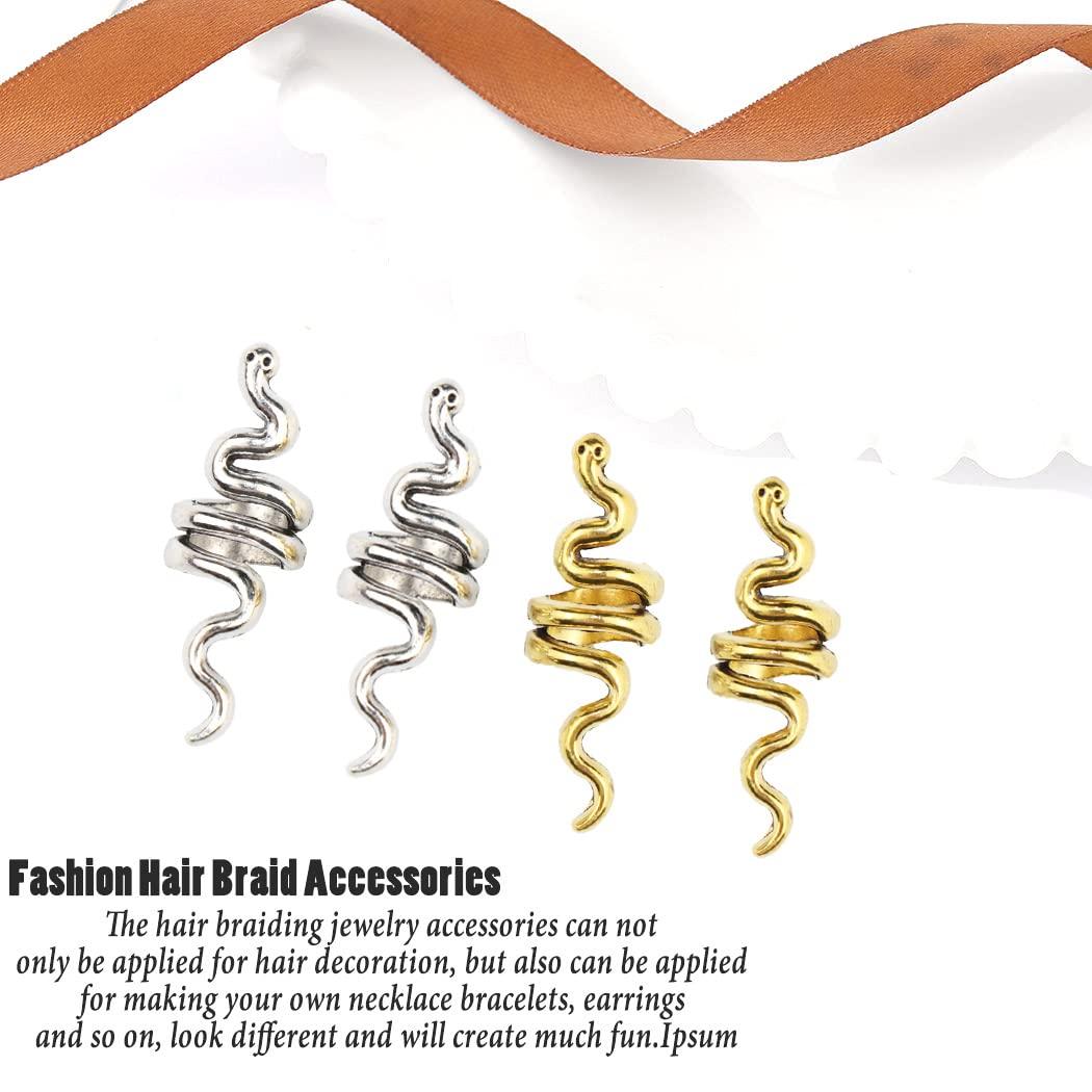 Naiska 20pcs Moon Hair Braid Dreadlock Snake Braid Accessories Beads Star Dreadlocks LOC Jewelry for Braids Hair Clip Decoration Hair Beads Cuffs