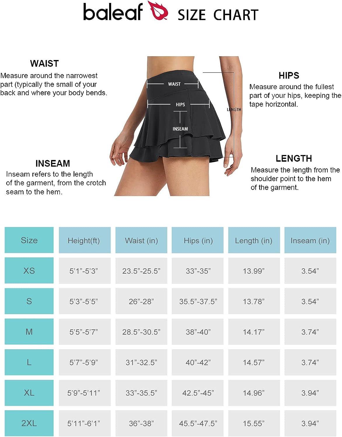 BALEAF Women's Pleated Tennis Skirts Layered Ruffle Mini Skirts with Shorts  for Running Workout Black Medium
