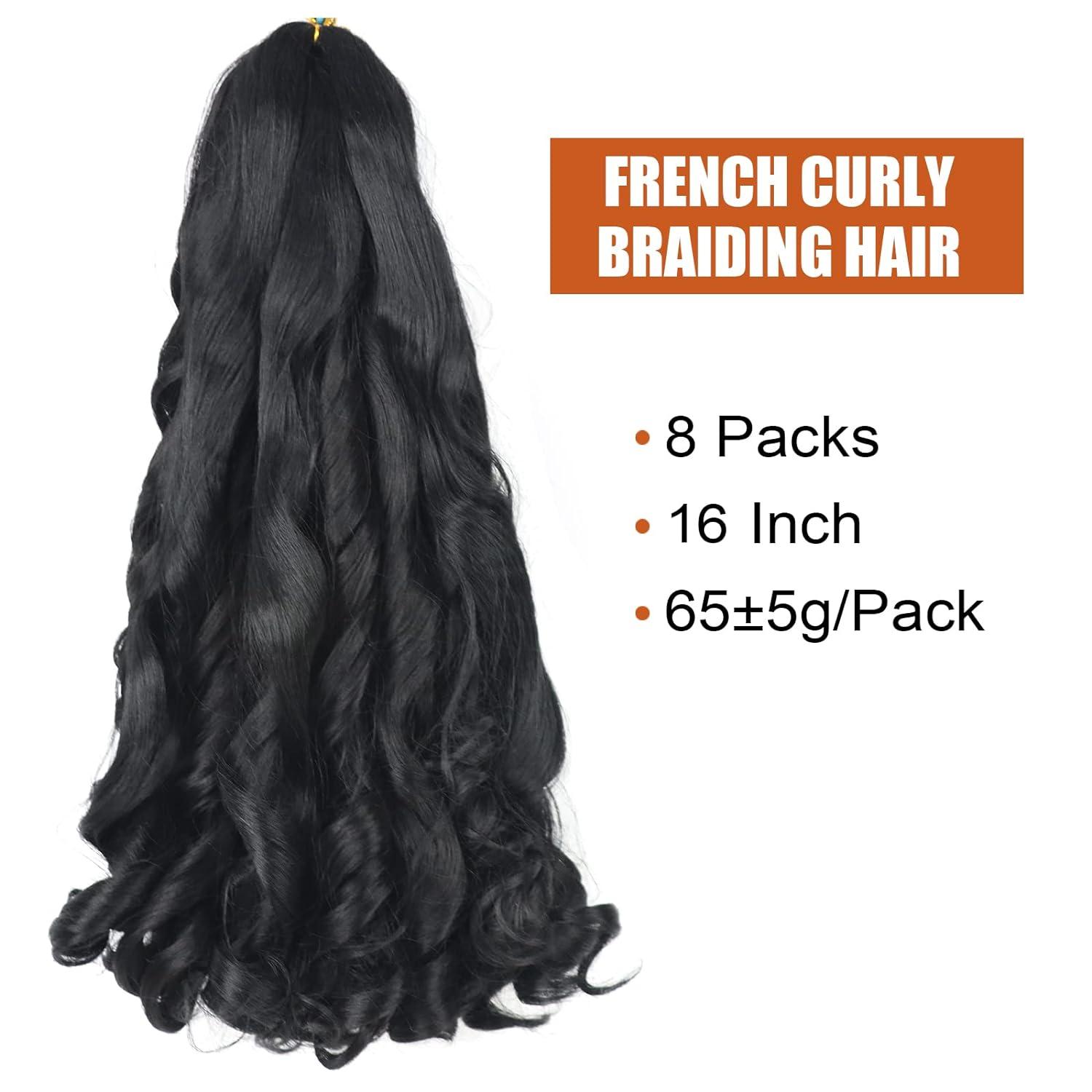 French Curly Braiding Hair 16 Inch 8 Packs Curly Braiding Hair Pre  Stretched for Box Braids French Curls Braiding Hair French Curl Crochet  Braids Bouncy Loose Wavy Spiral Curl Braiding Hair French