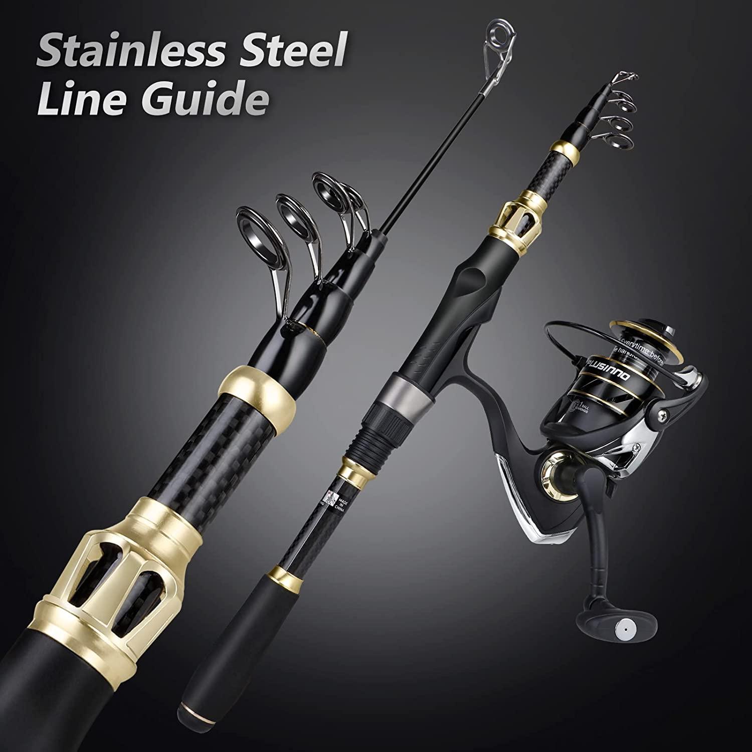 PLUSINNO Fishing Rod and Reel Combos Carbon Fiber Telescopic Fishing Pole  with Spinning Reels Sea Saltwater Freshwater Kit Fishing Rod Kit