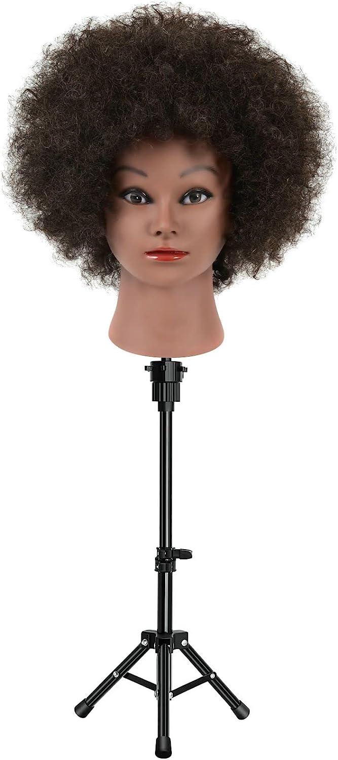 Mannequin Head With Human Hair And Wig Stand Tripod For Beauty