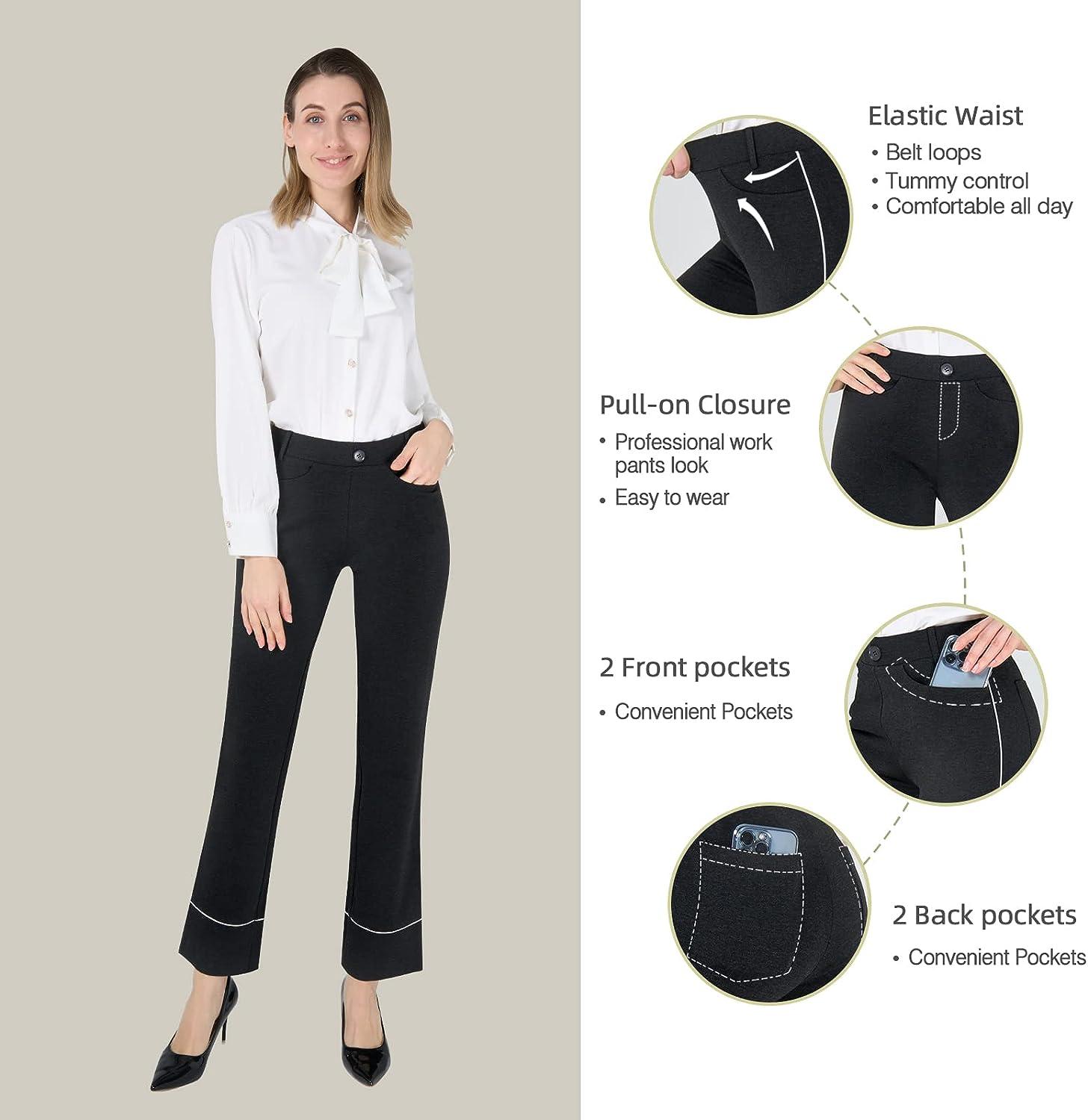 Dressy Pants for Women Elegant Quick-dry High Waisted Straight Wide Leg  Trousers Suit Pants for Work Office Wear 