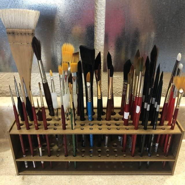 GAXLAKO Paintbrush Holder Stand 67 Paint Brushes Desk Stand Organizer  Holding Rack for Pens Paint Brushes