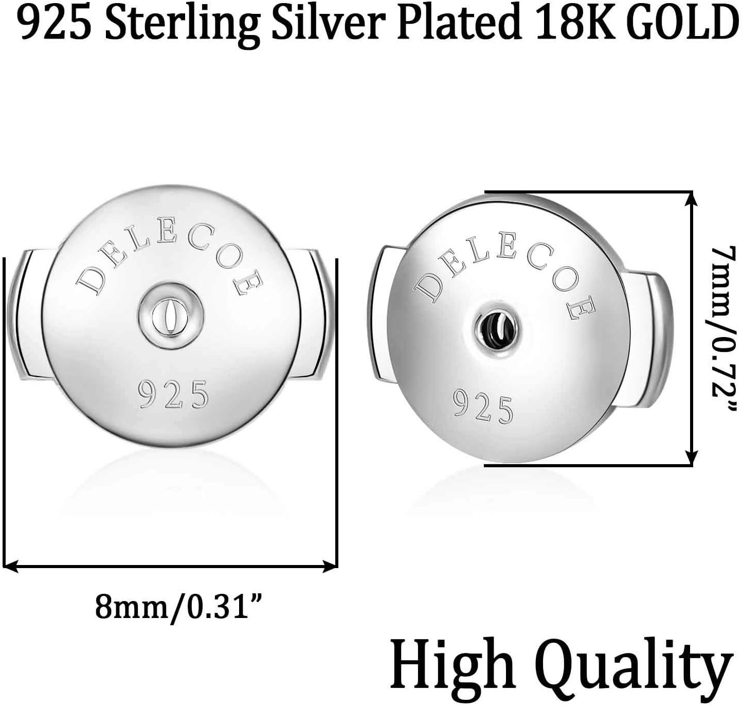 DELECOE 24pcs 925 Silver Earring Backs Replacements, 14K Gold